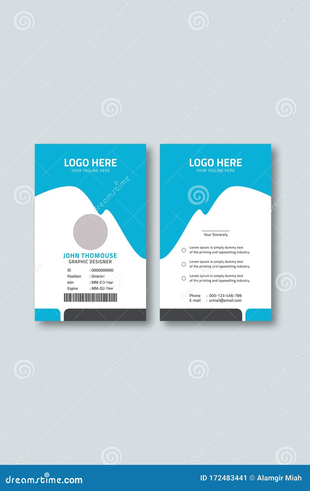 Corporate Id Card Template Design Stock Illustration Within Portrait Id Card Template