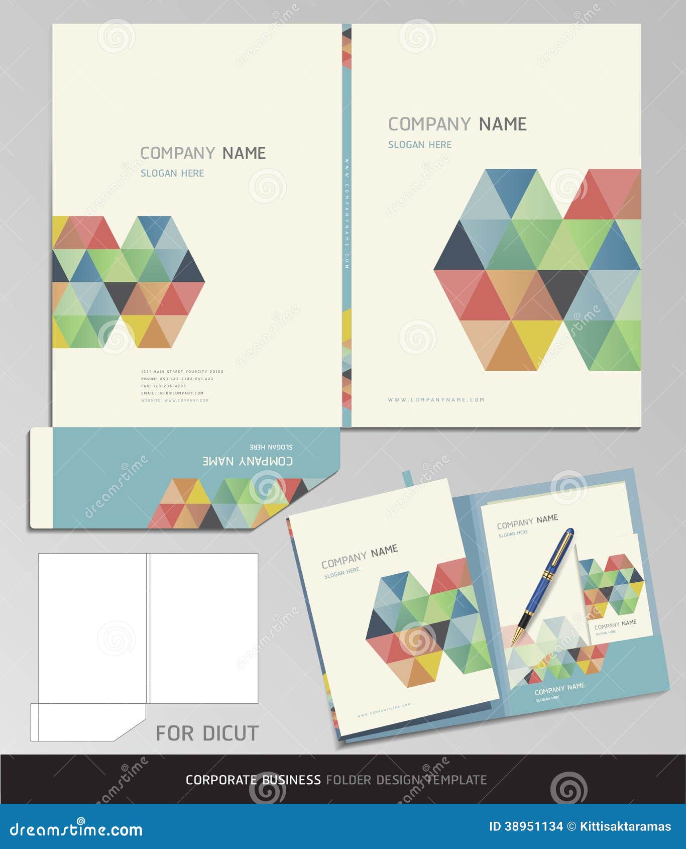 corporate identity business folder template stock vector
