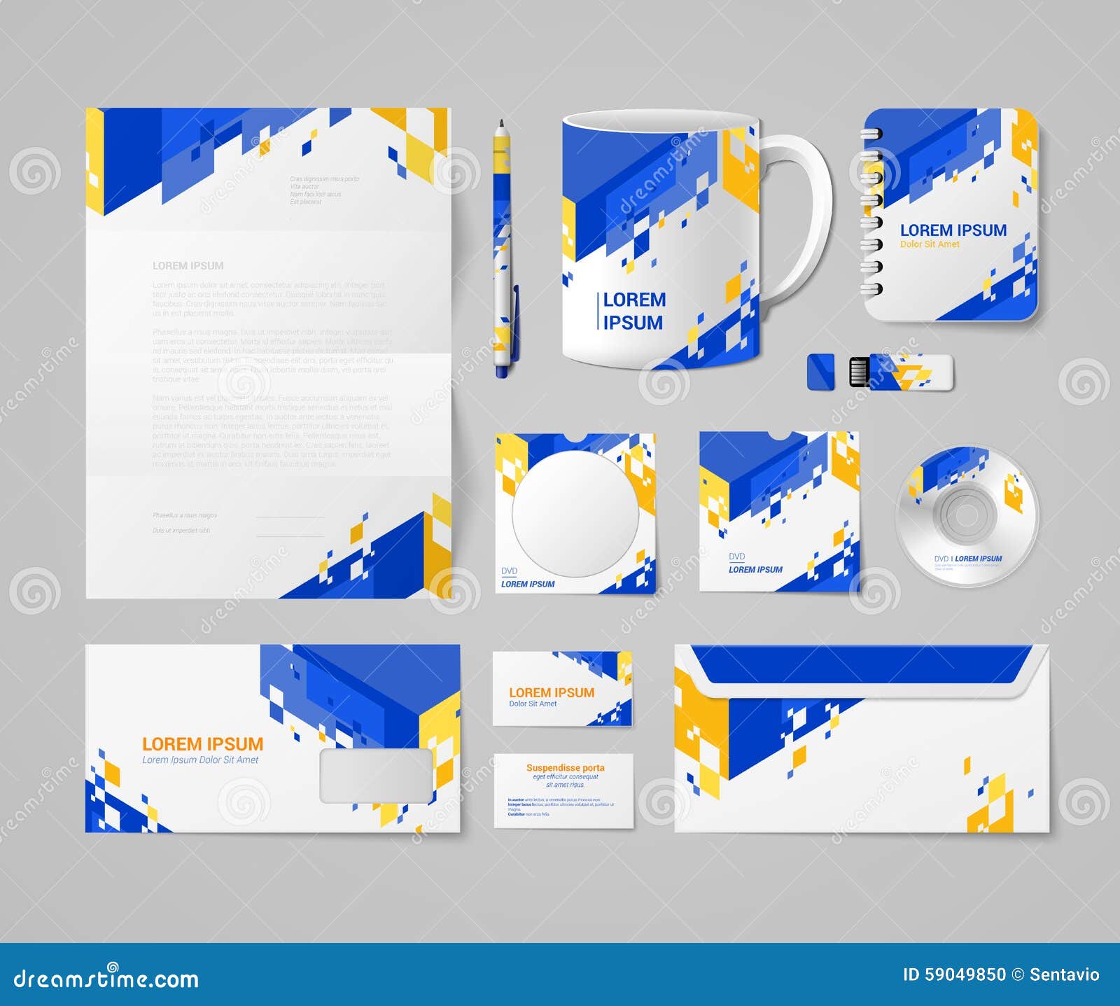 Download Corporate Identity Mockup Vector Template Blue Yellow Stock Illustration Illustration Of Brochure Corporate 59049850