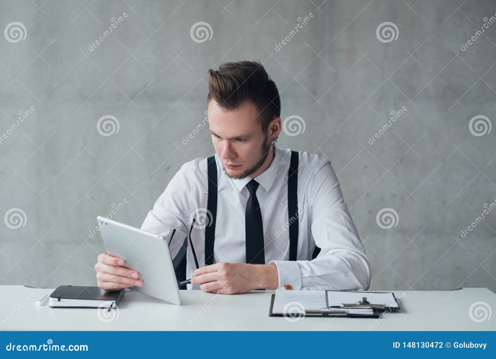 Corporate Lifestyle Serious Young Manager Stock Photo ...