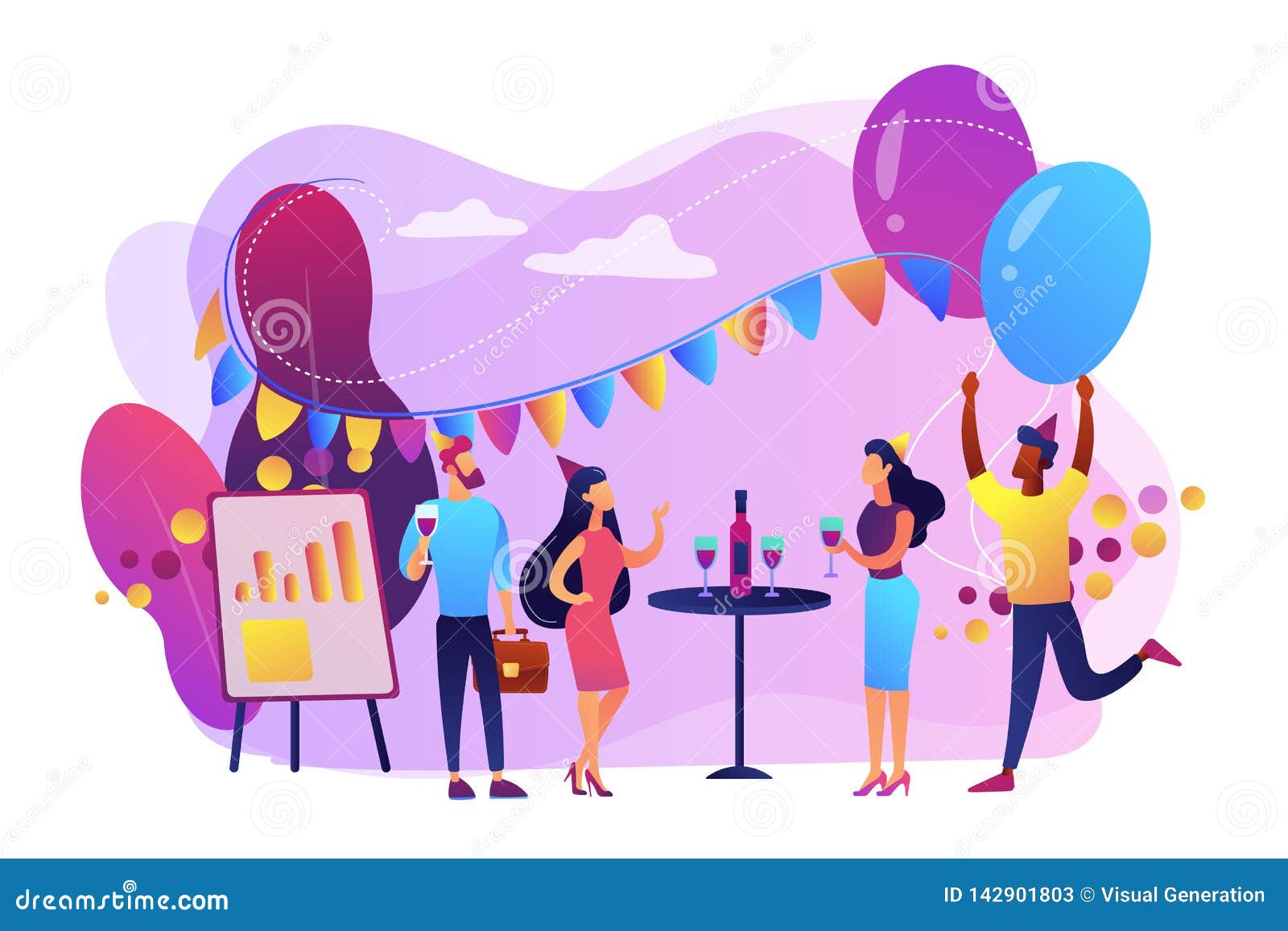 Corporate Party With People Having Fun Together Vector Illustration corporate-party-with-people-having-fun-together-vector-illustration