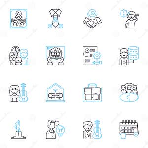 Corporate Positions Linear Icons Set CEO COO CFO CMO CTO HR 
