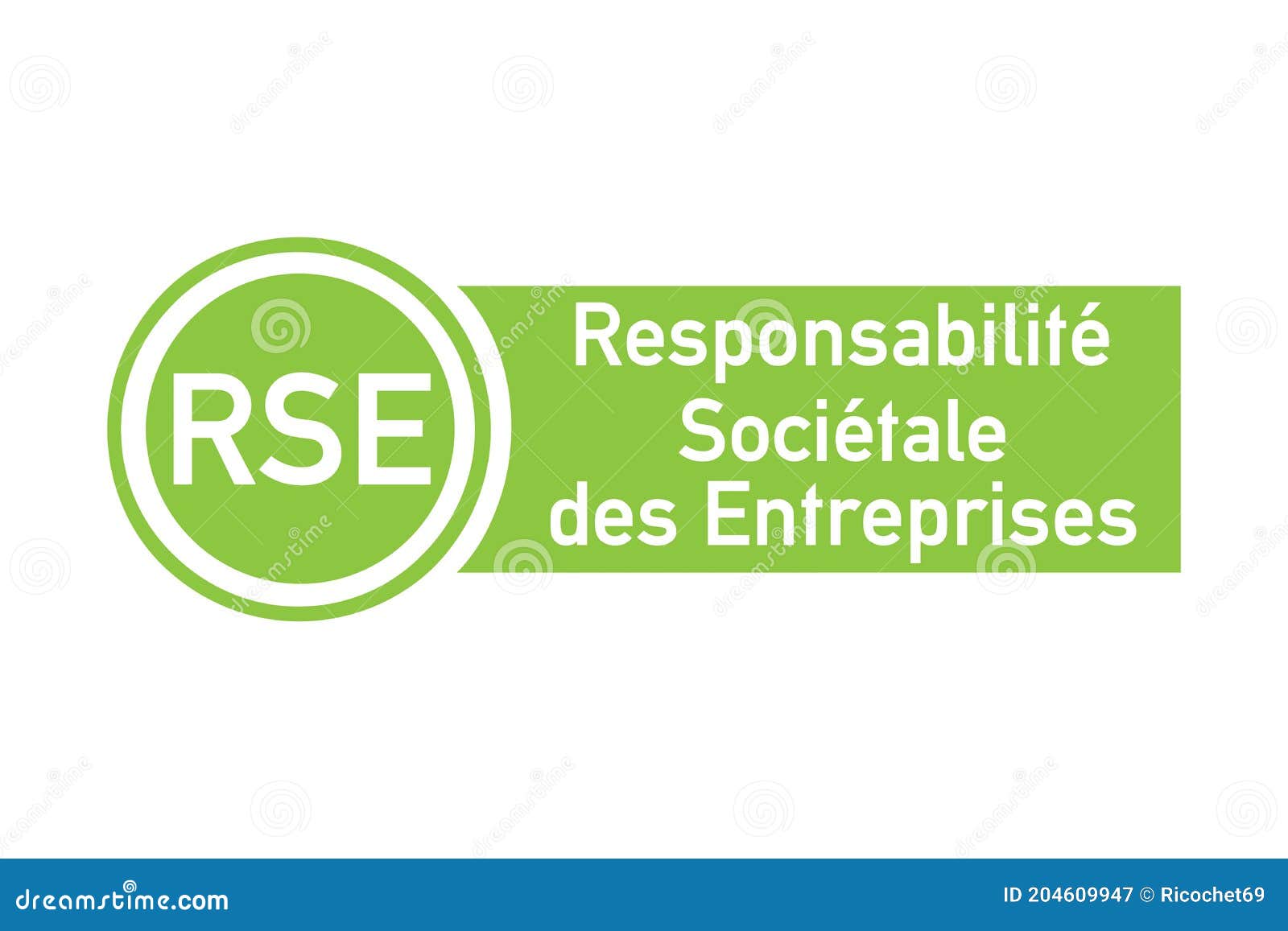 corporate social responsibility badge called rse, responsabilite societale entreprise in french language