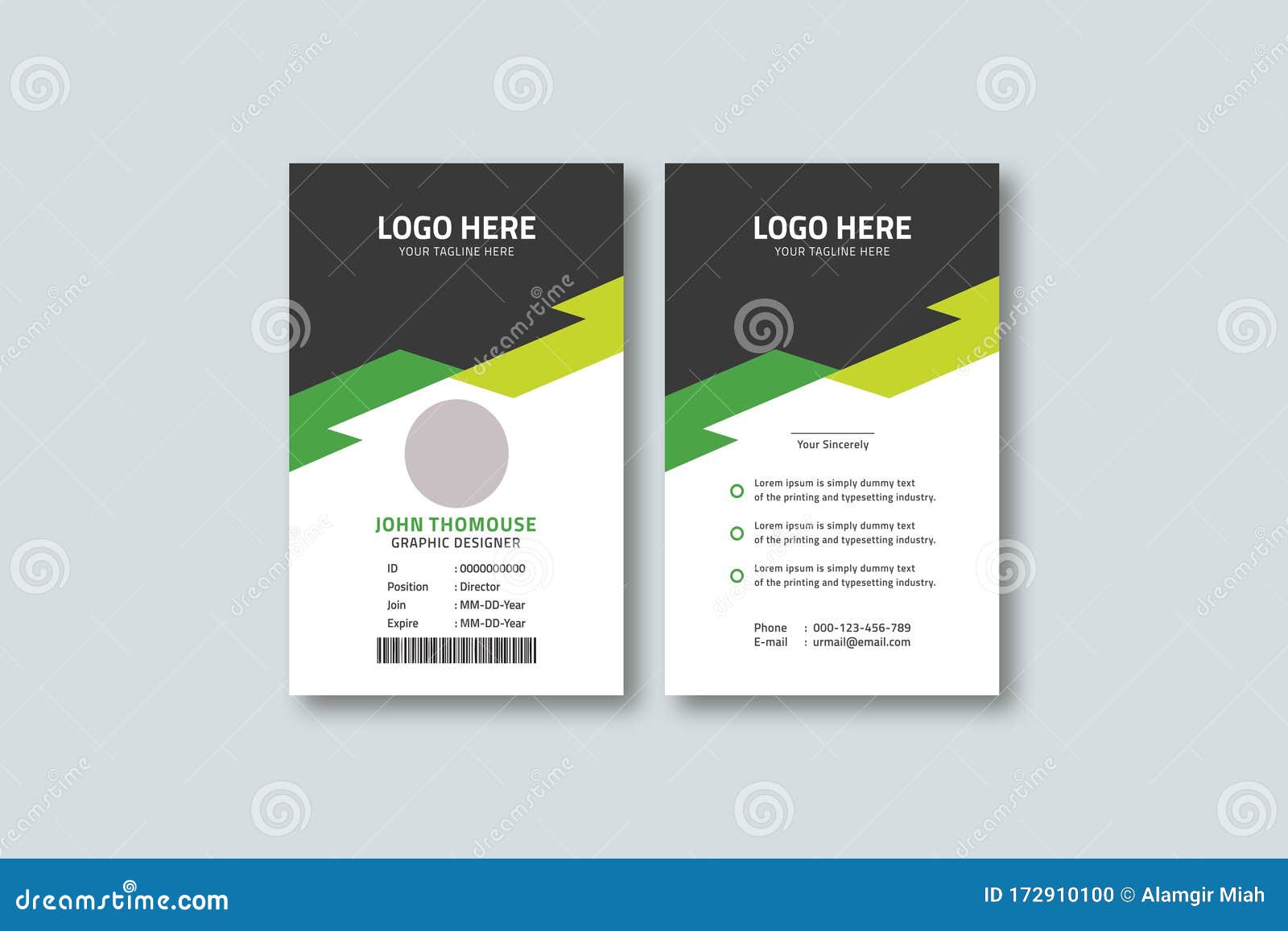 Corporate Vertical Office Id Card Design Stock Photo - Image of Throughout Portrait Id Card Template