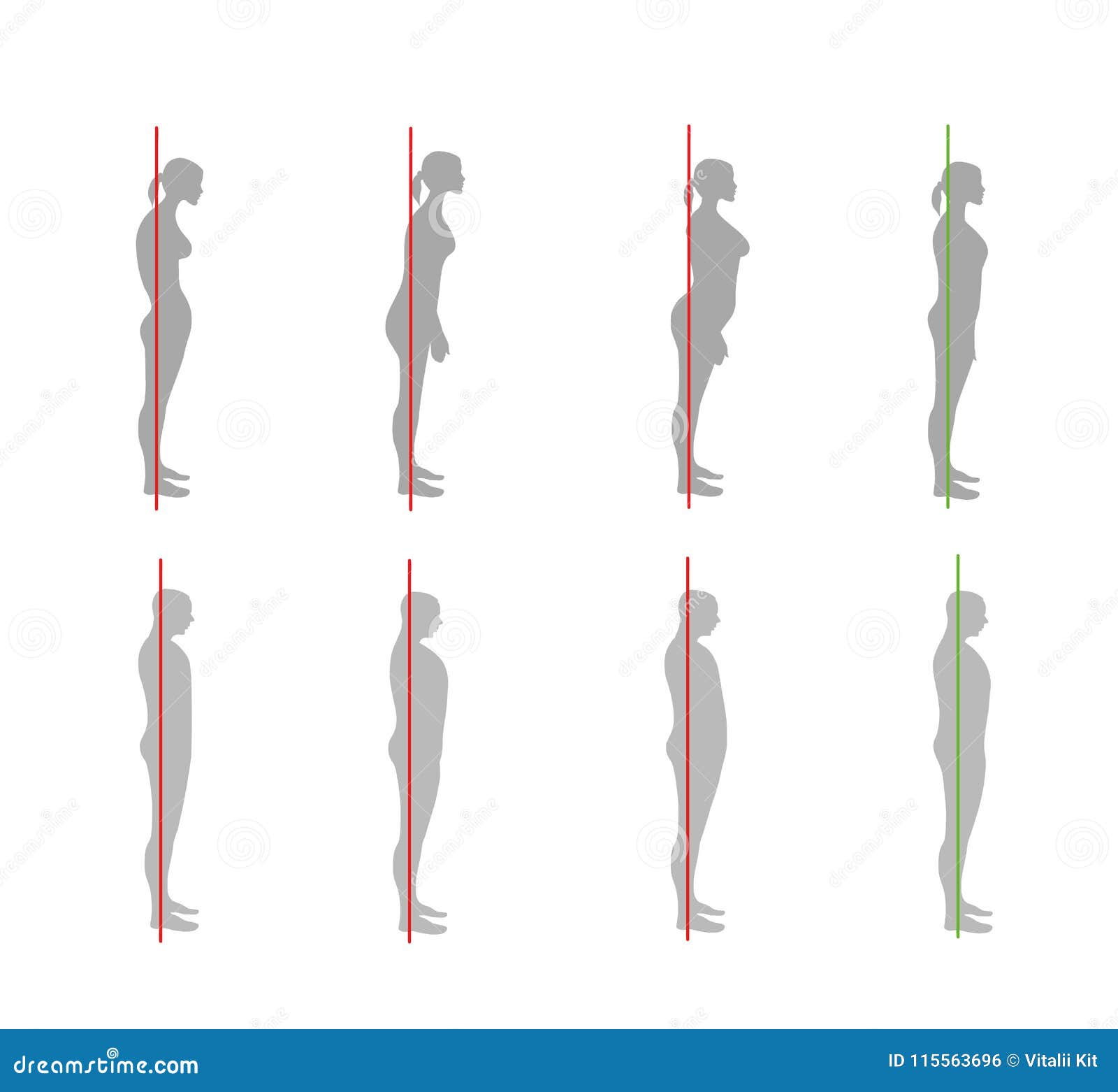 Three types standing posture - Women Stock Vector