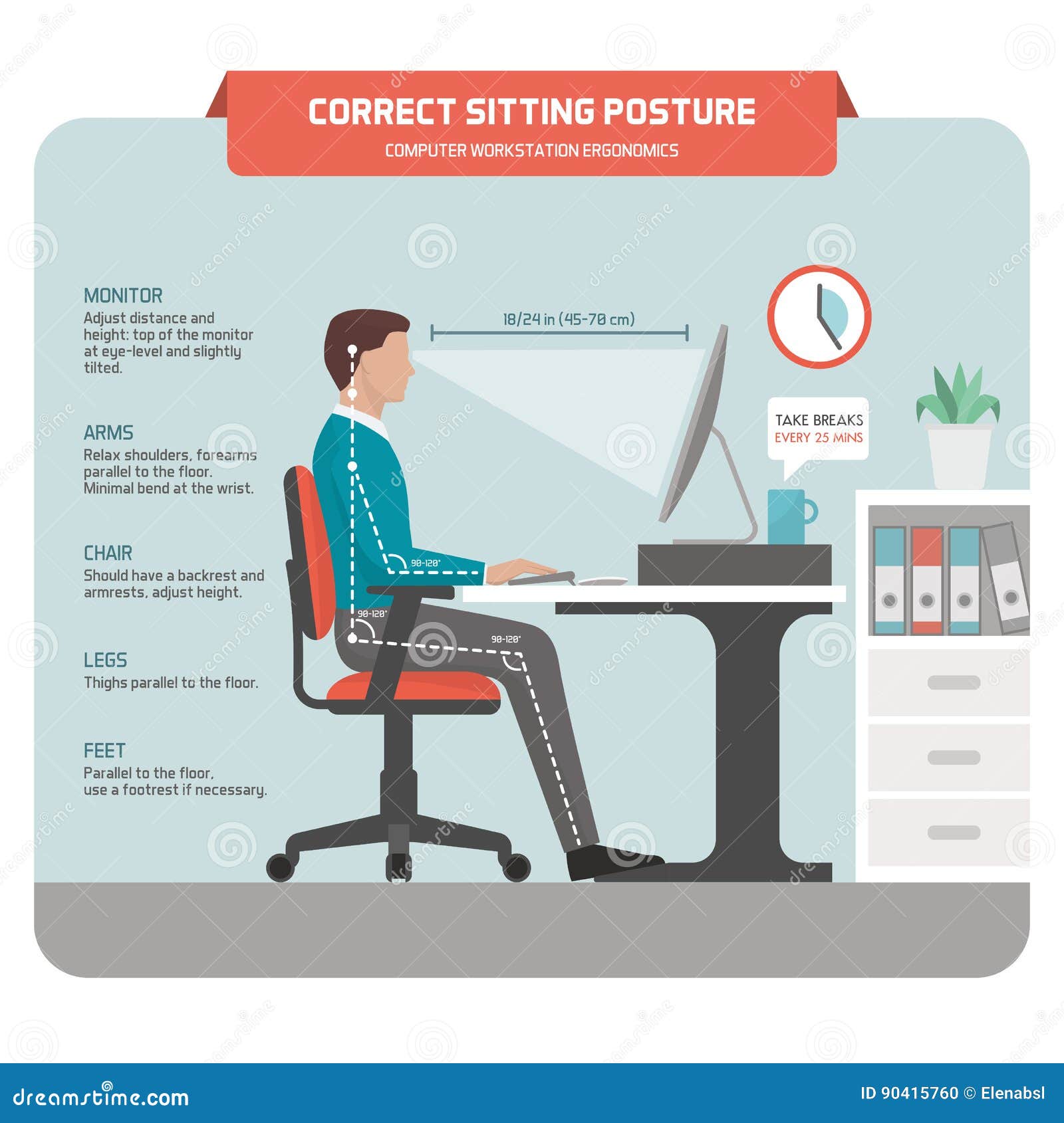 correct sitting posture at desk