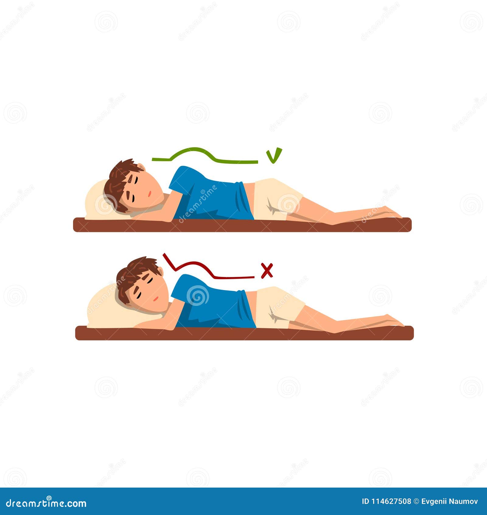 Correct And Worst Positions For Sleeping, Boy Sleeping On The Bed