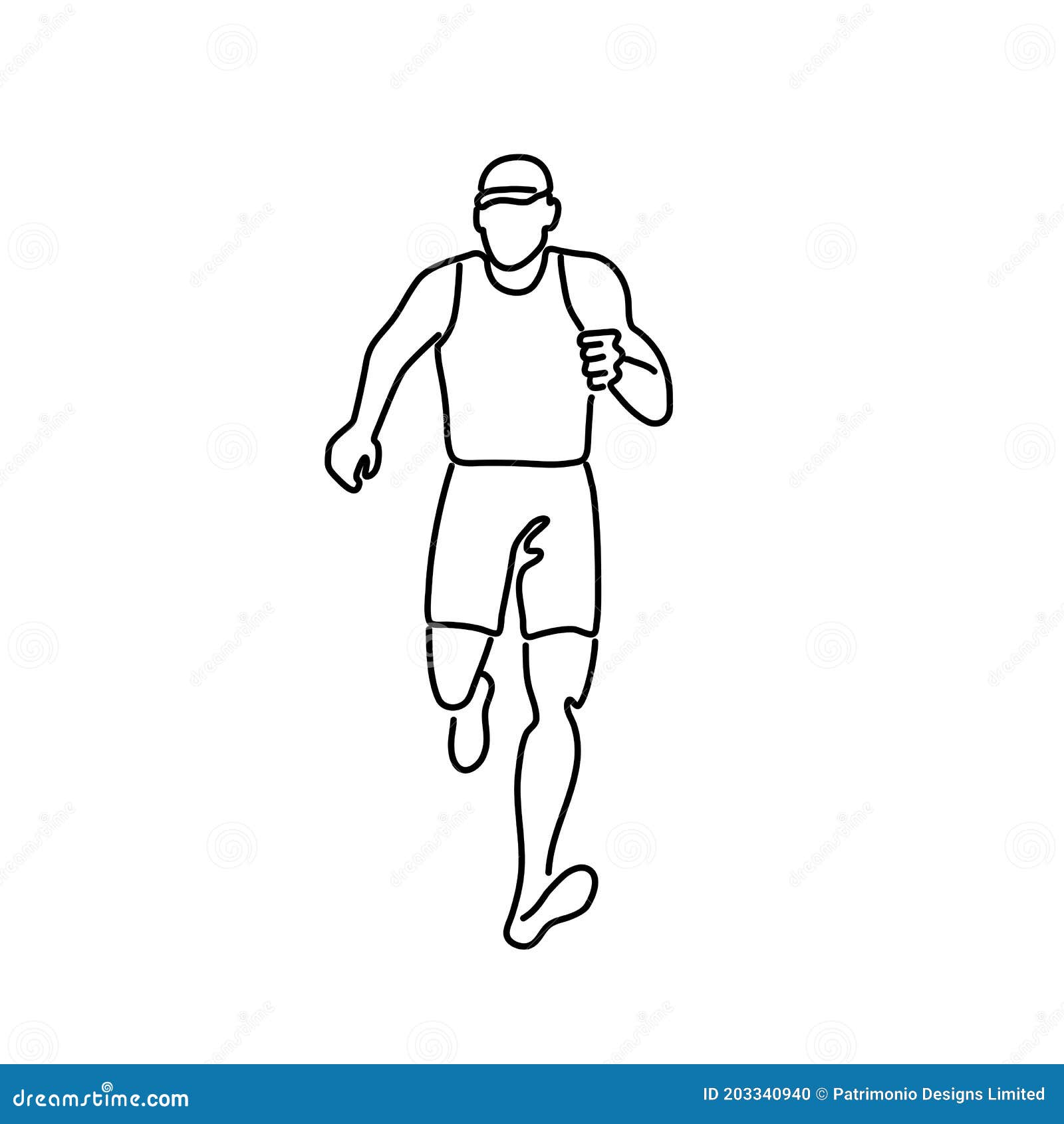 único desenho de uma linha homem corredor foco para correr rápido