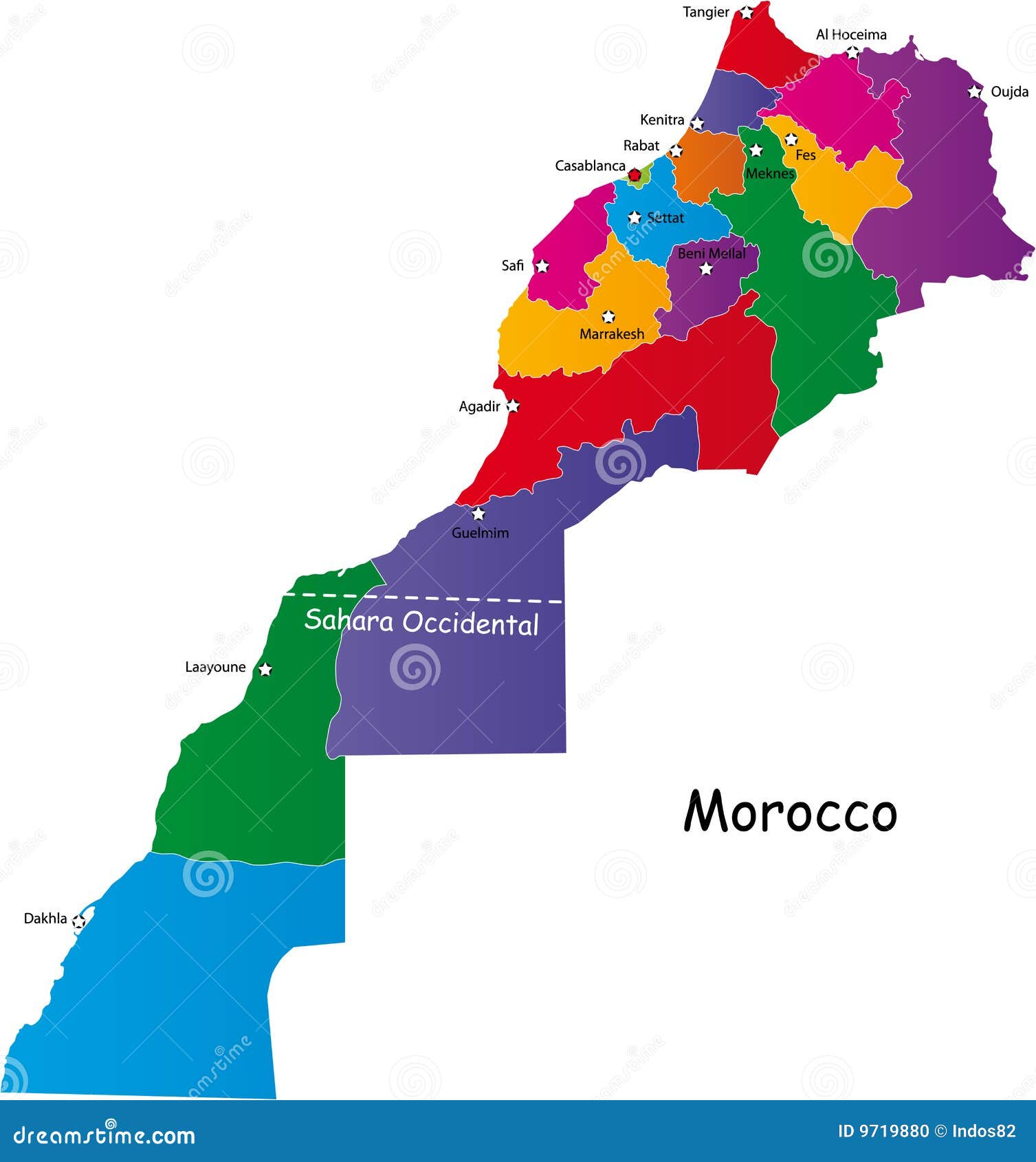 Mapa de Marruecos ilustración del vector. Ilustración de correspondencia -  9719880, image size:1507x1690