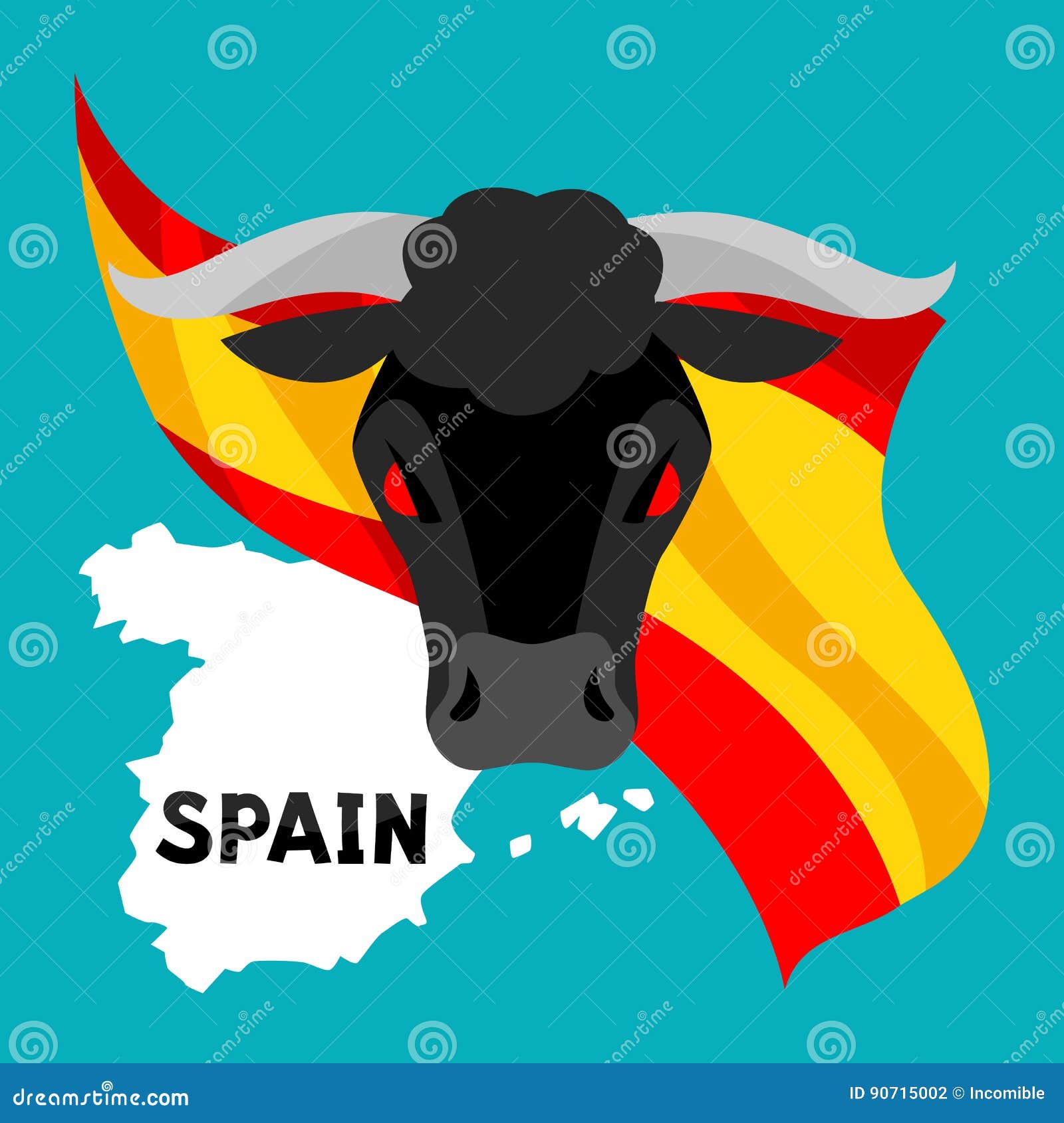Page De Garde Espagnol Taureau Corrida Espagnol Traditionnel Taureau Sur Le Drapeau De Fond Et La