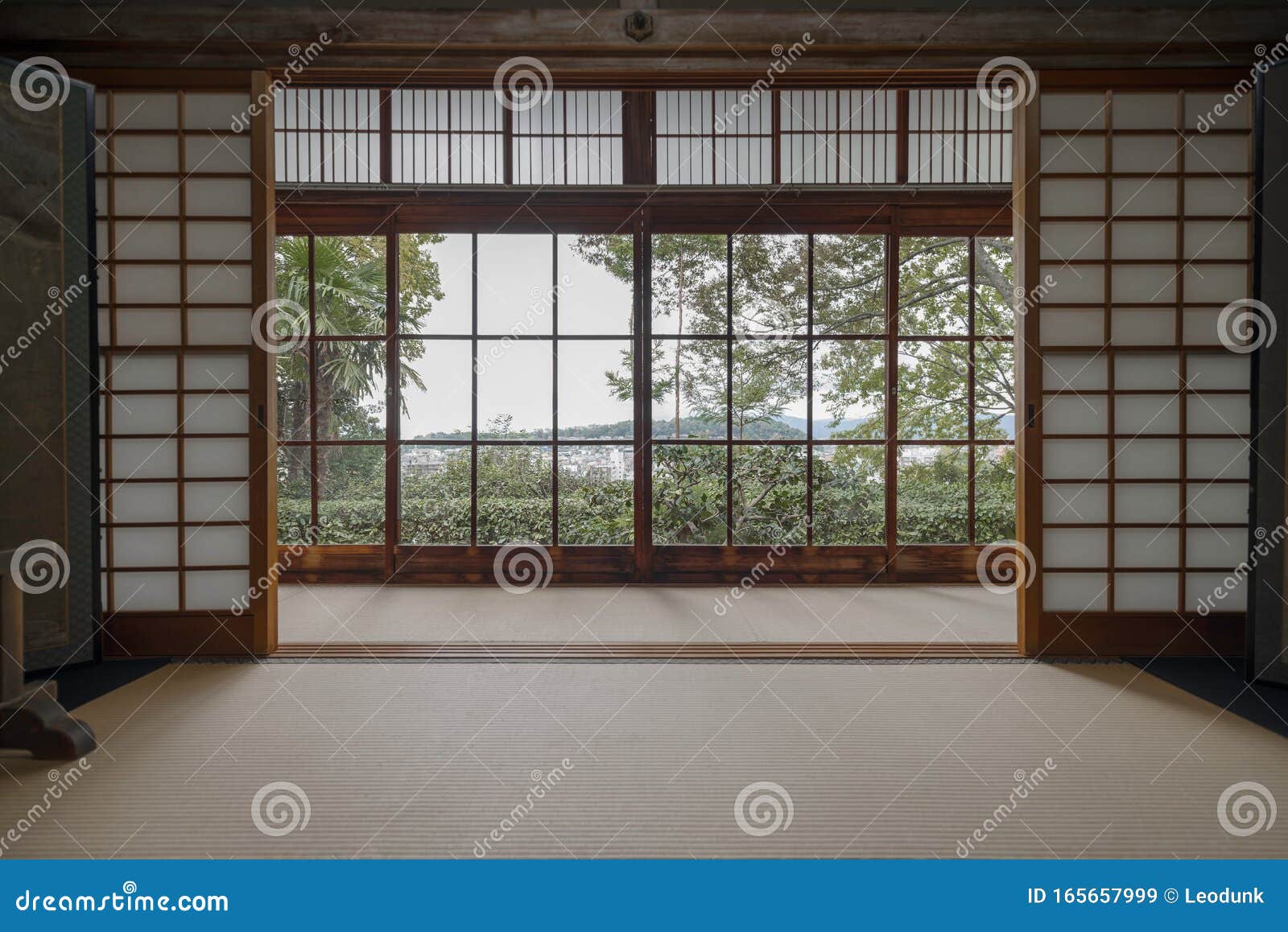 corridor of japanese traditional interior with shoji dividers in honen-in temple, kyoto, japan