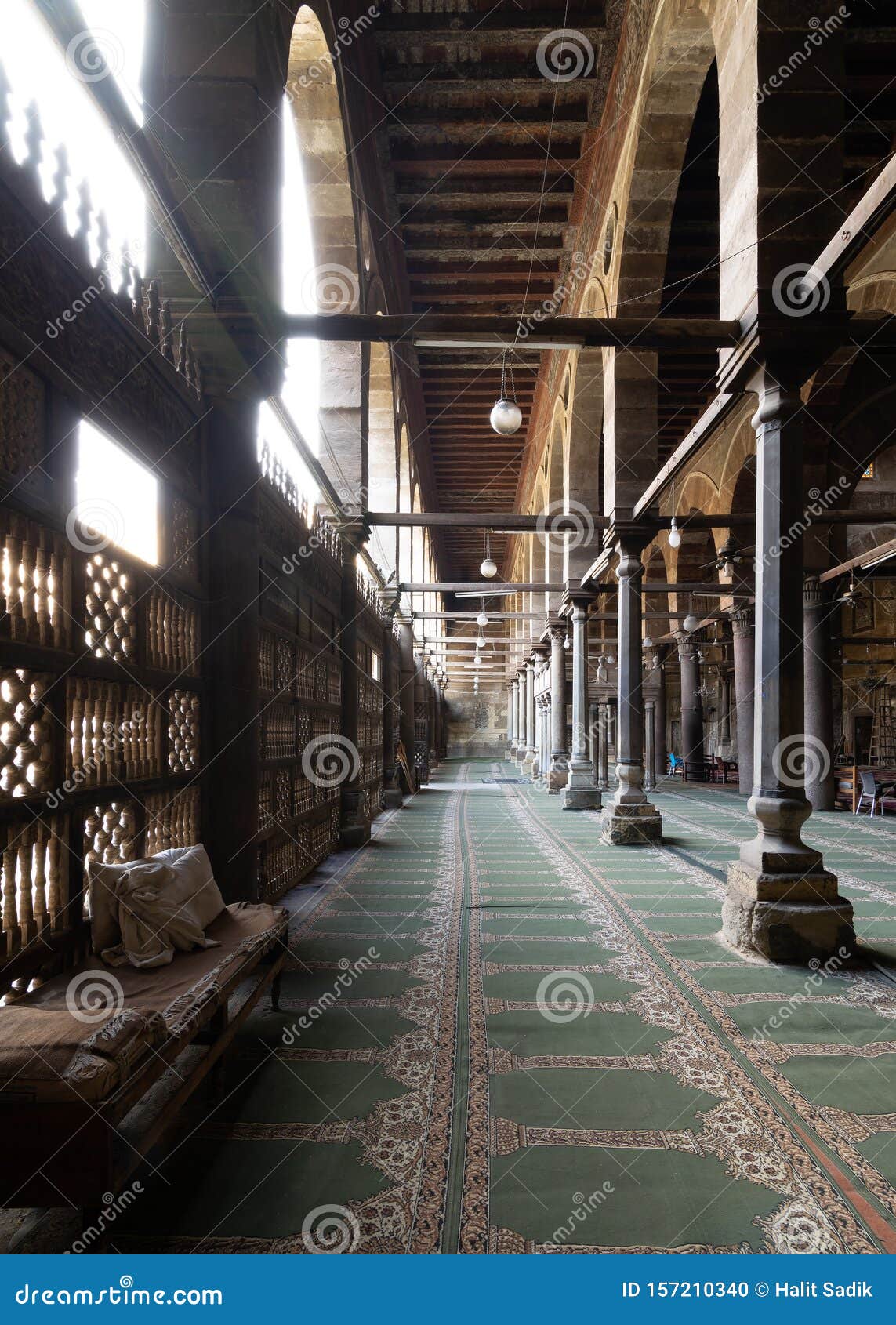 corridor at public historic mosque of amir al-maridani, cairo, egypt