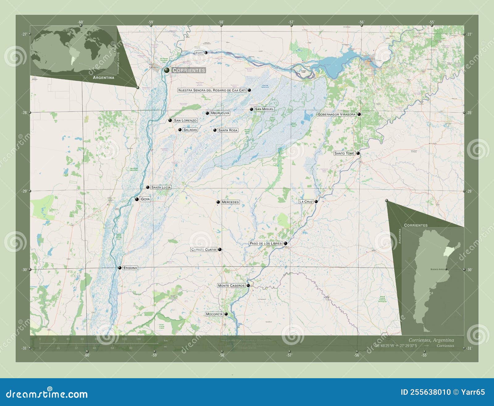 Corrientes Argentina Osm Labelled Points Of Cities Stock