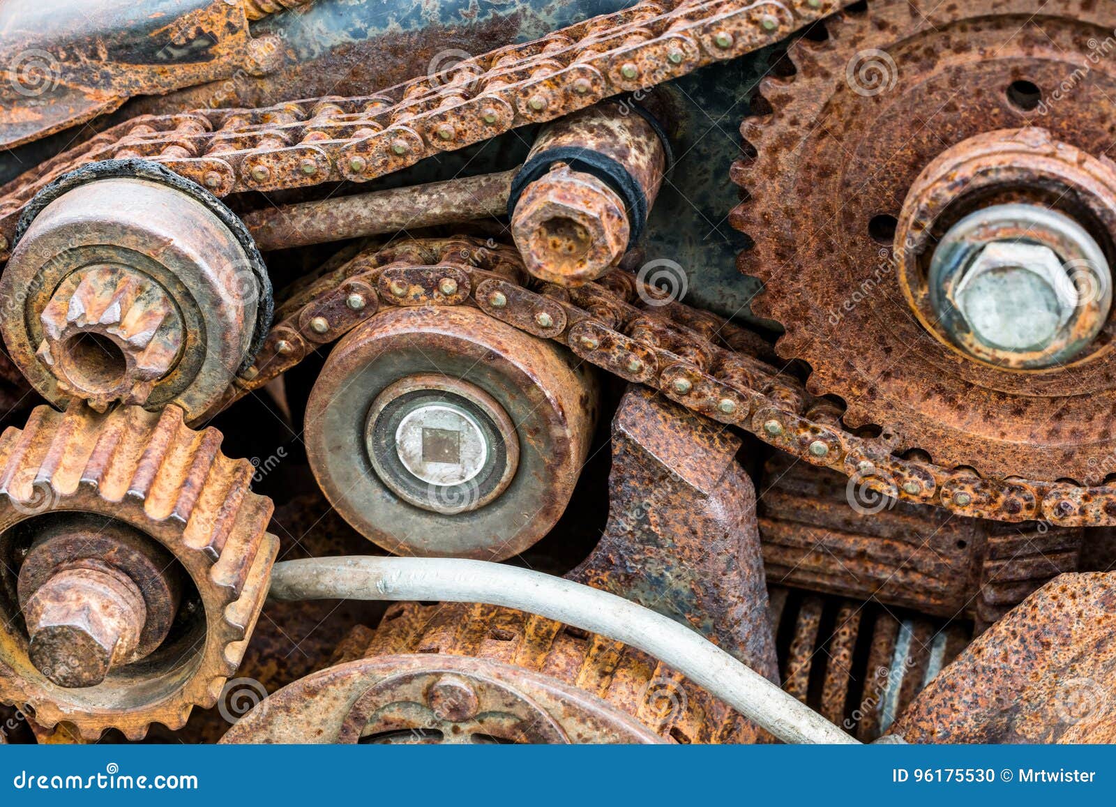 Corroded Old Gear Wheels of Broken Industrial Machine Stock Photo