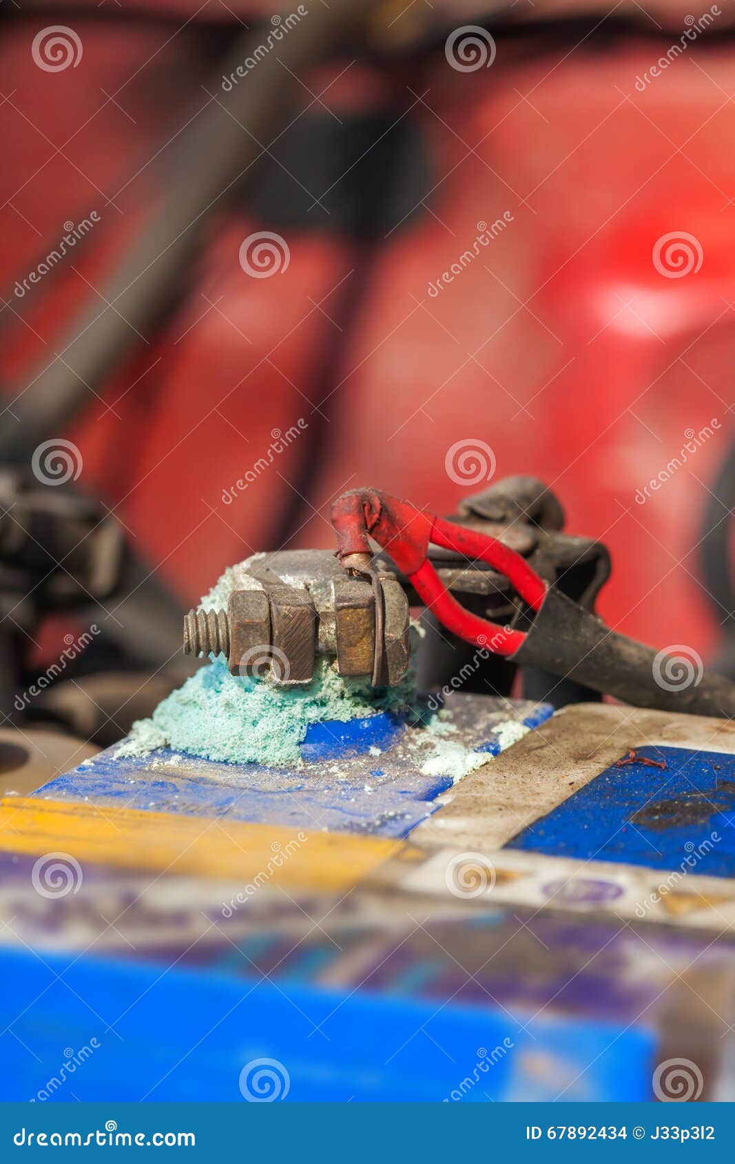 Corrosion on car battery stock photo. Image of electricity 67892434