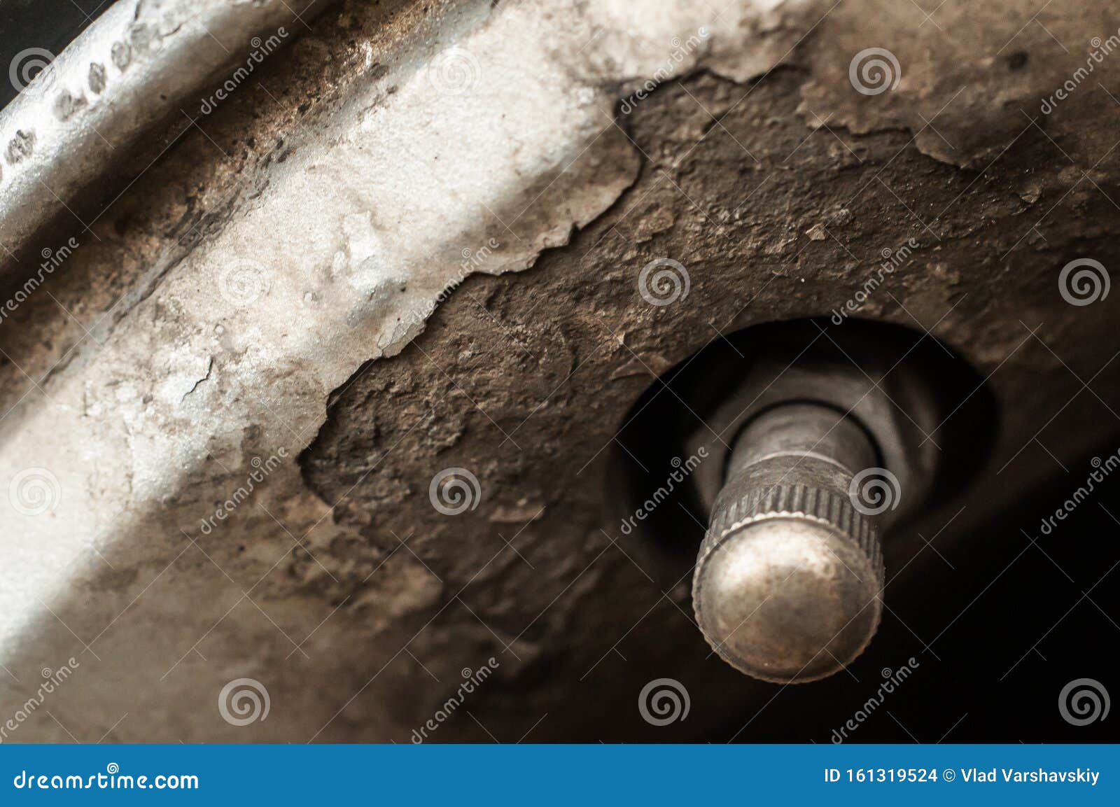 Corrosion of a Car Disk Around a Camera Nipple Stock Photo Image of