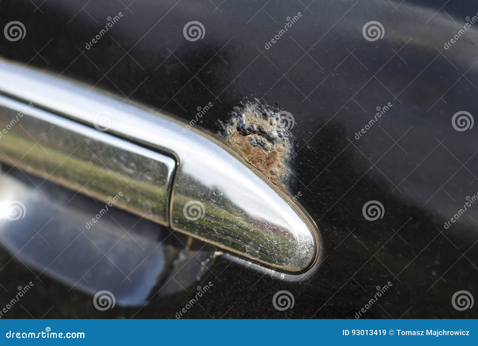 Corrosion Focus on the Car Over Door Handle. Stock Image Image of