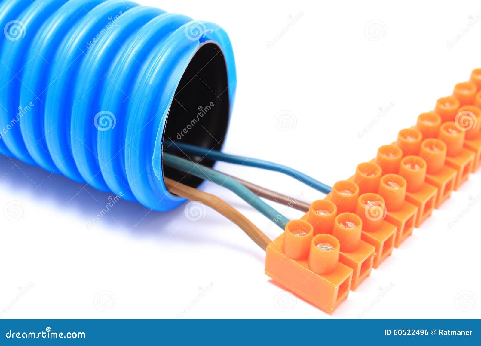 Corrugated Pipe and Cable with Connection Block Stock Photo Image of