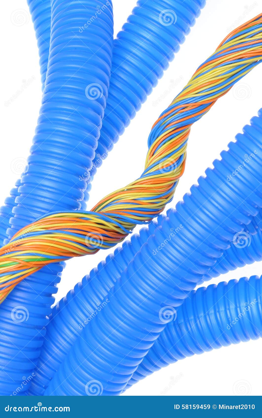 Corrugated Plastic Pipe with Electrical Cable Stock Image Image of