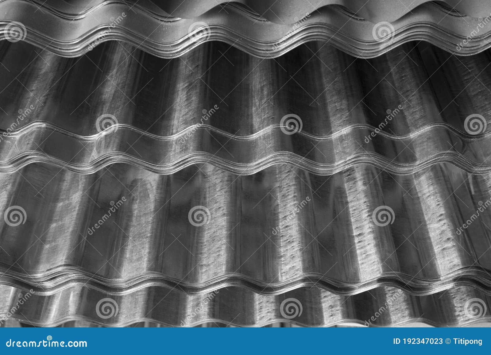Corrugated sheets of metal stock image. Image of rippled 192347023