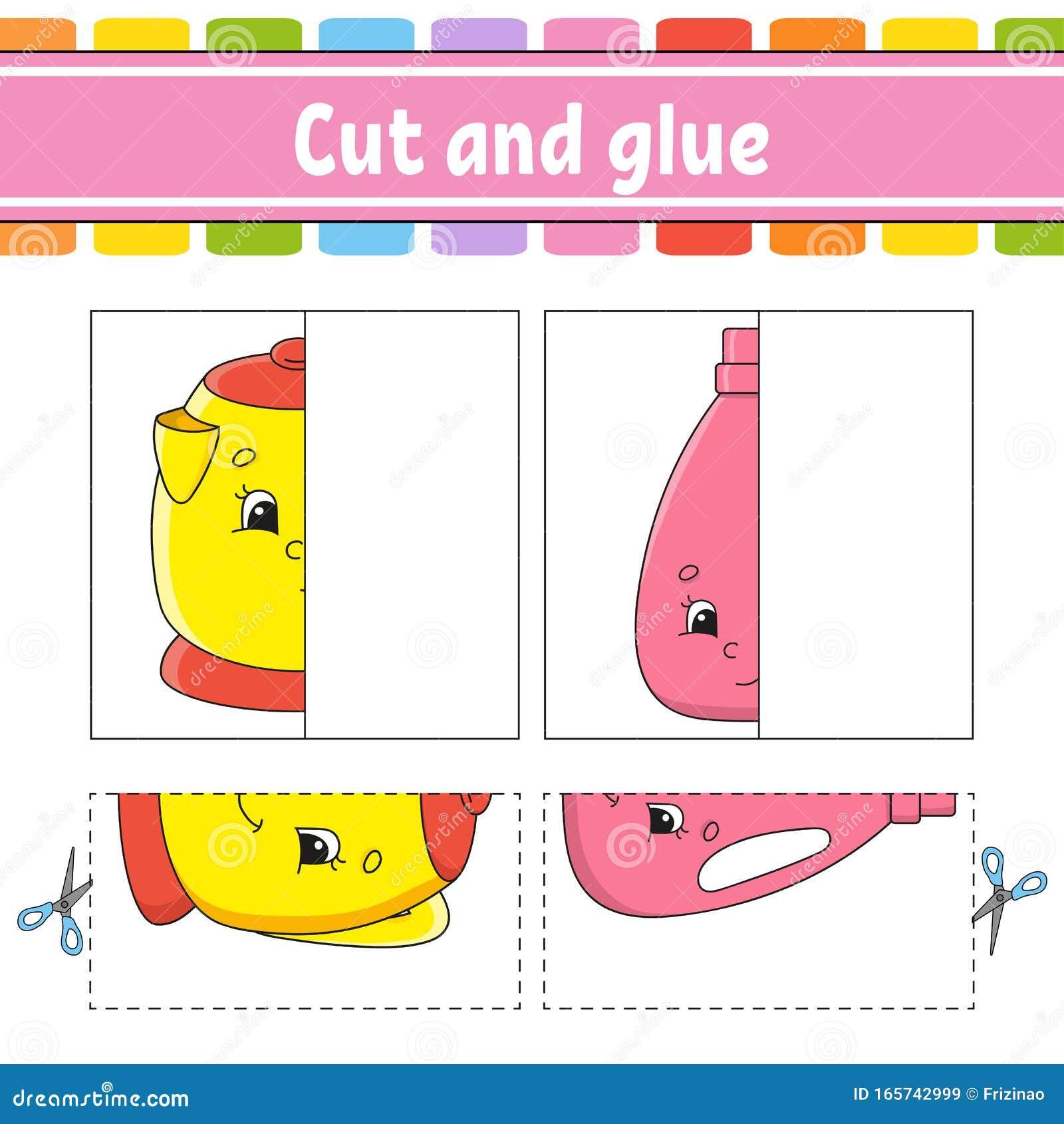 Quebra-cabeça de bebê cartões flash de nível fácil cortar e jogar planilha  de atividades de cores jogo para personagem de desenho animado infantil