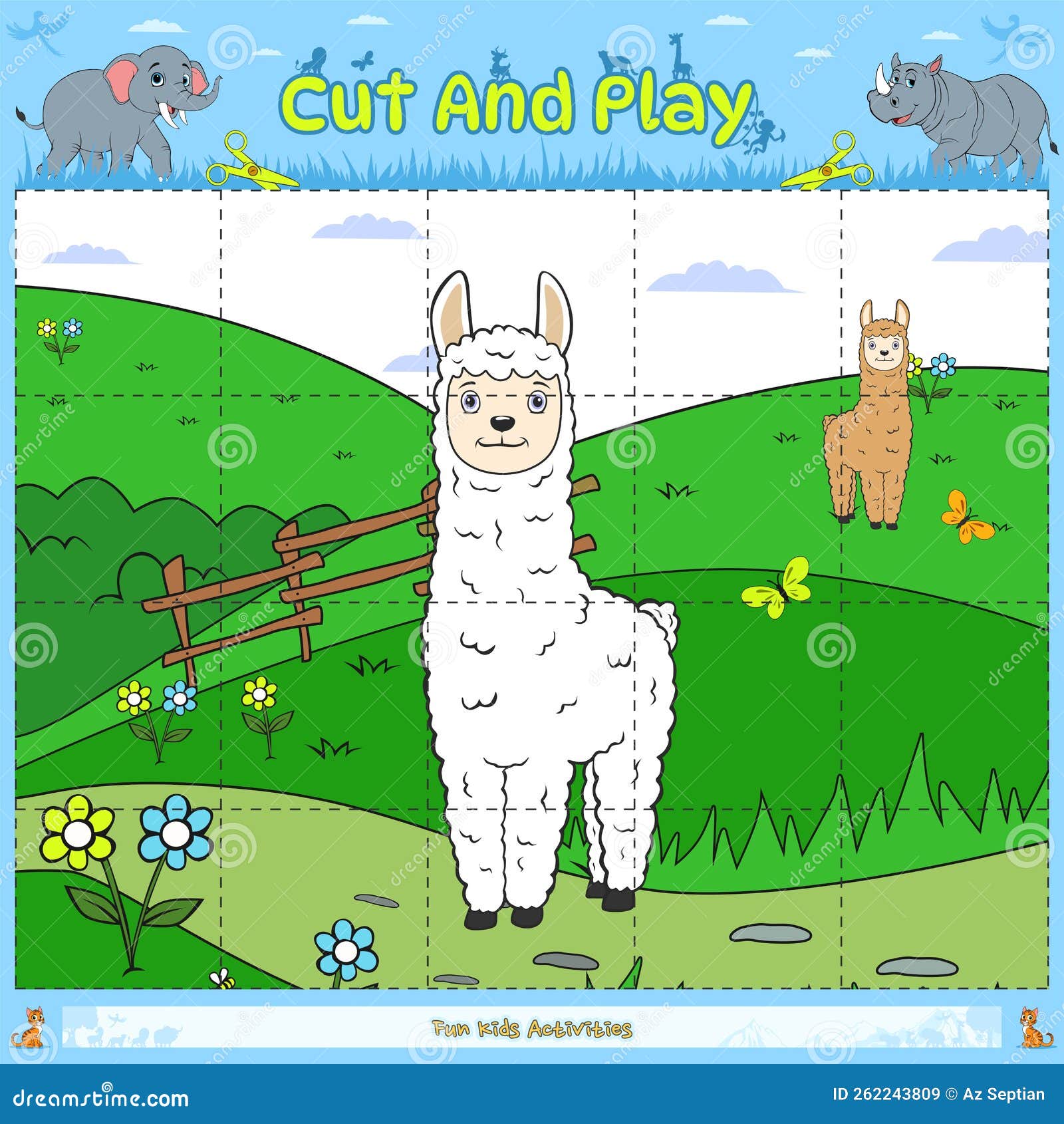 Cortar E Jogar Jogos De Puzzle Para Crianças Alpaca Ilustração do Vetor -  Ilustração de cartoon, letras: 262243809