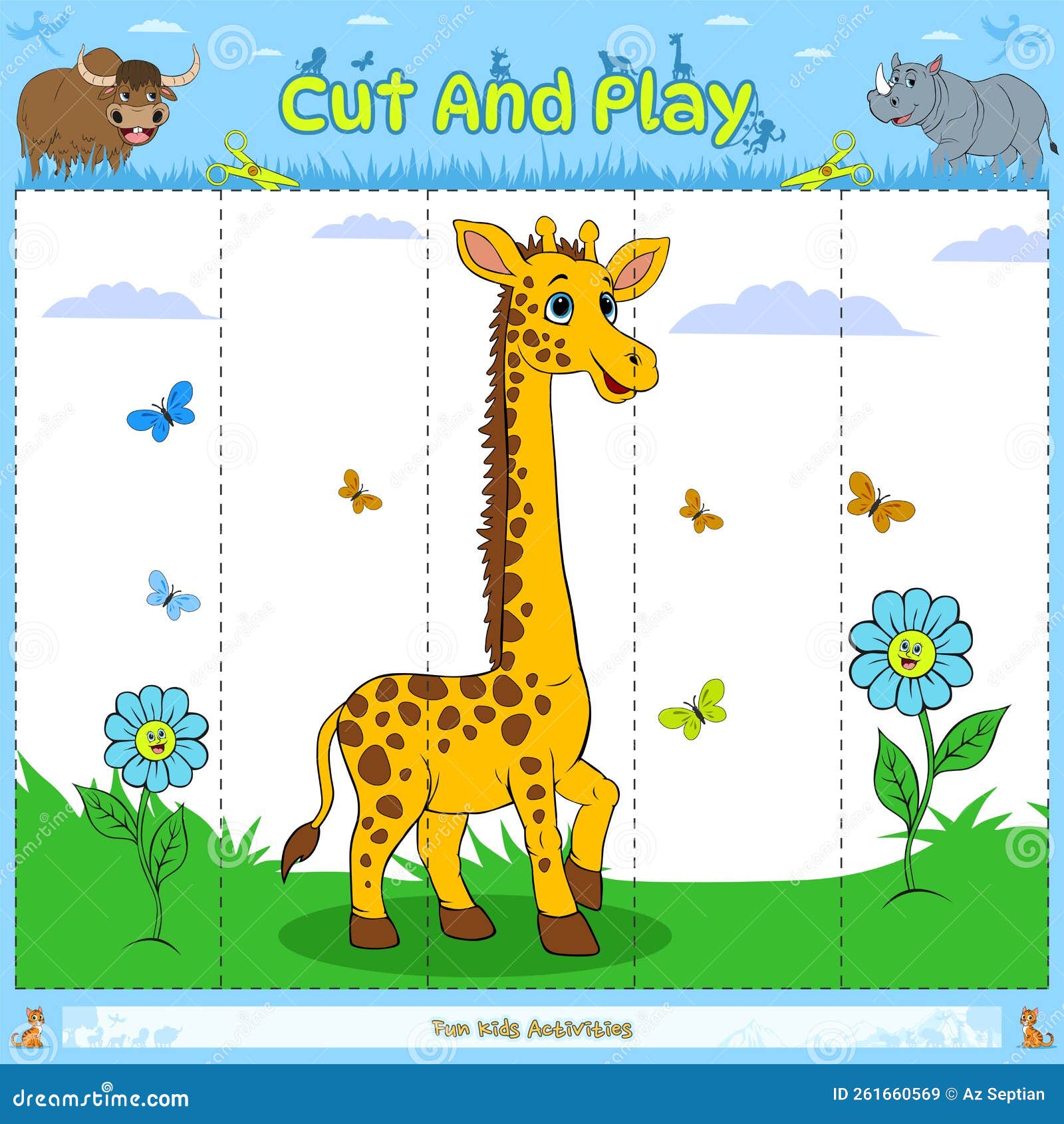 jogo de quebra-cabeça para crianças. animal girafa. peças de