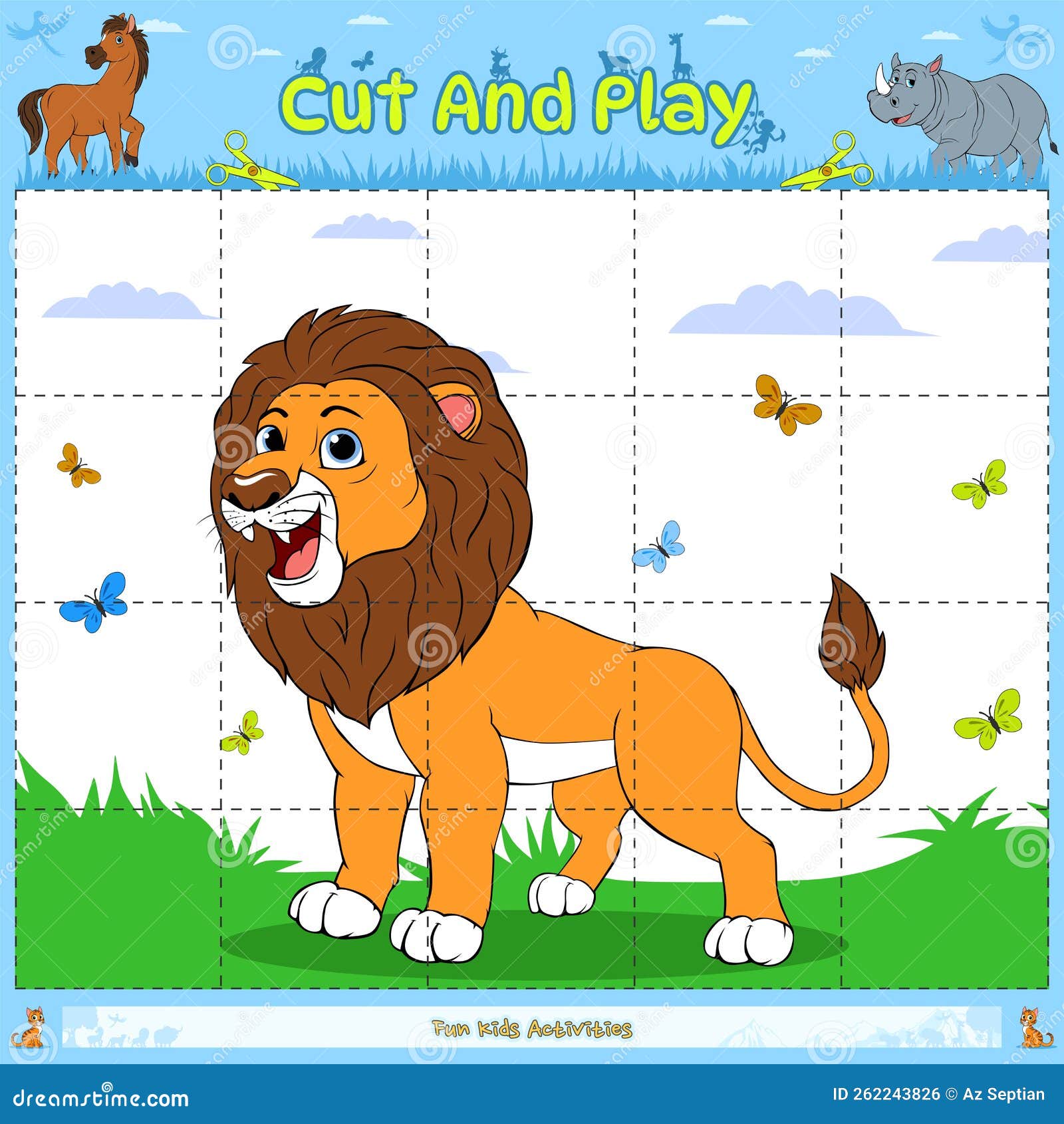 Corte E Jogue Um Jogo De Quebra-cabeças Para Crianças Leão Ilustração do  Vetor - Ilustração de fofofo, enigma: 262243826