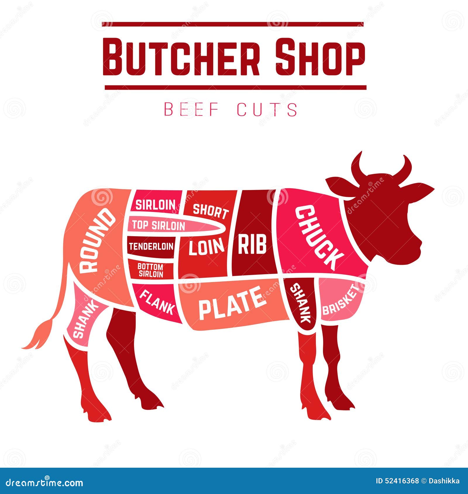Cortes Del Diagrama De La Carne De Vaca Ilustracion Del Vector