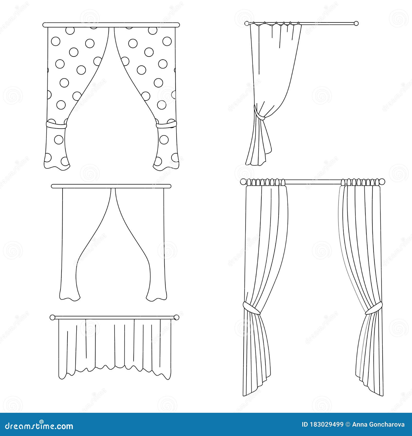 Cortina Icono De Dibujo Lineal Interior En Una Línea Ilustración del Vector  - Ilustración de cubierta, casero: 183029499