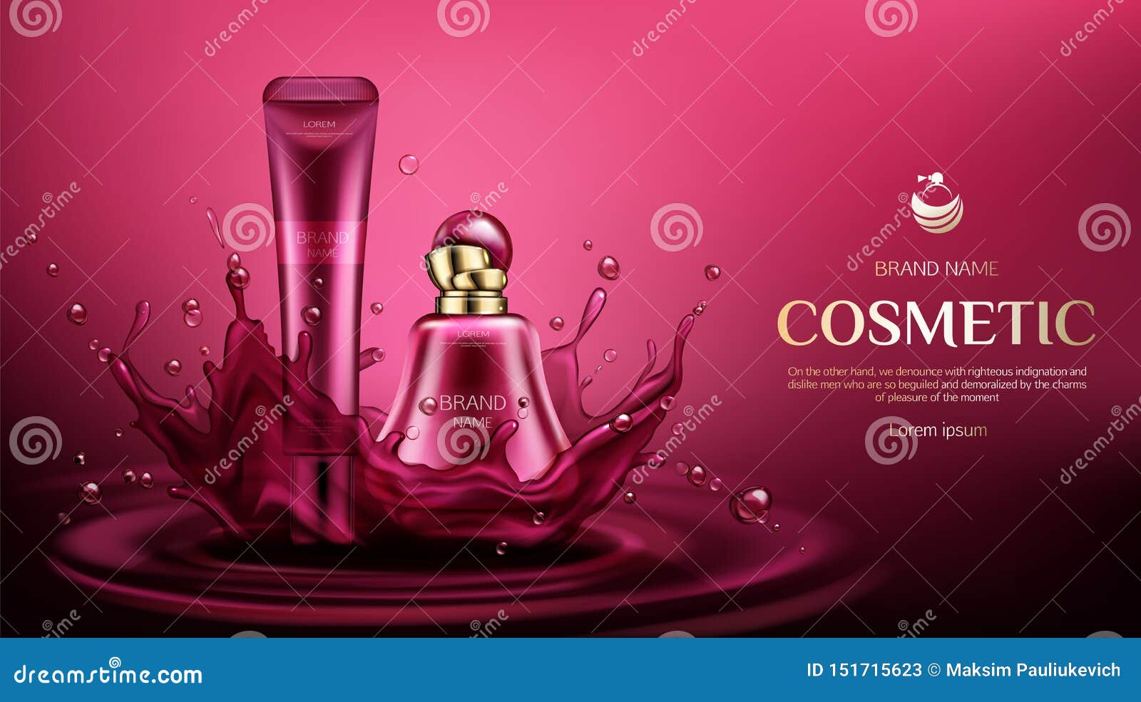 Download Cosmetic Bottles Mock Up, Perfume And Cream Tubes Stock Vector - Illustration of pink, luxury ...