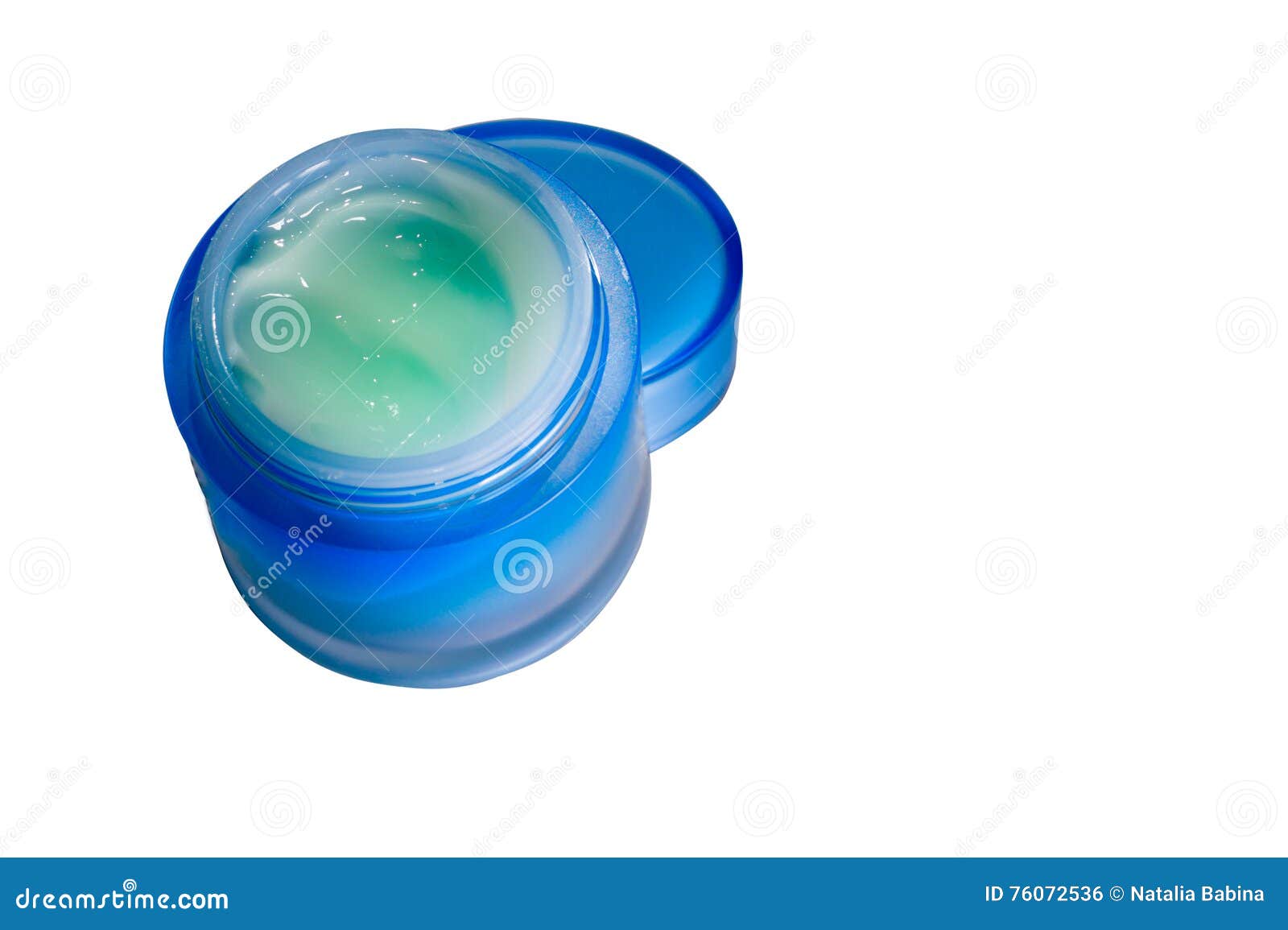 Cosmetic Cream in Blue Jar Isolated on White Background Stock Photo