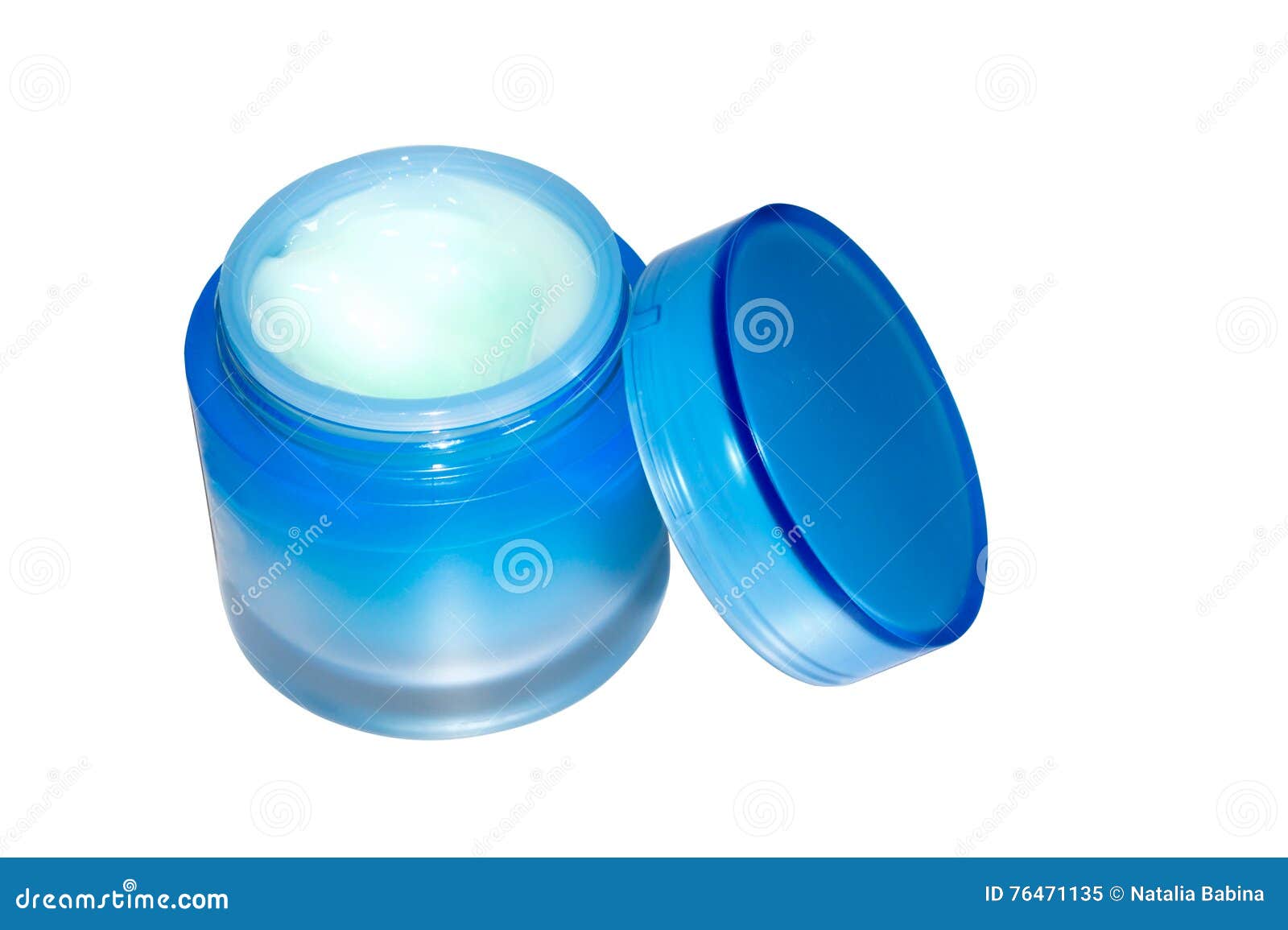 Cosmetic Cream in Blue Jar Isolated on White Background Stock Image