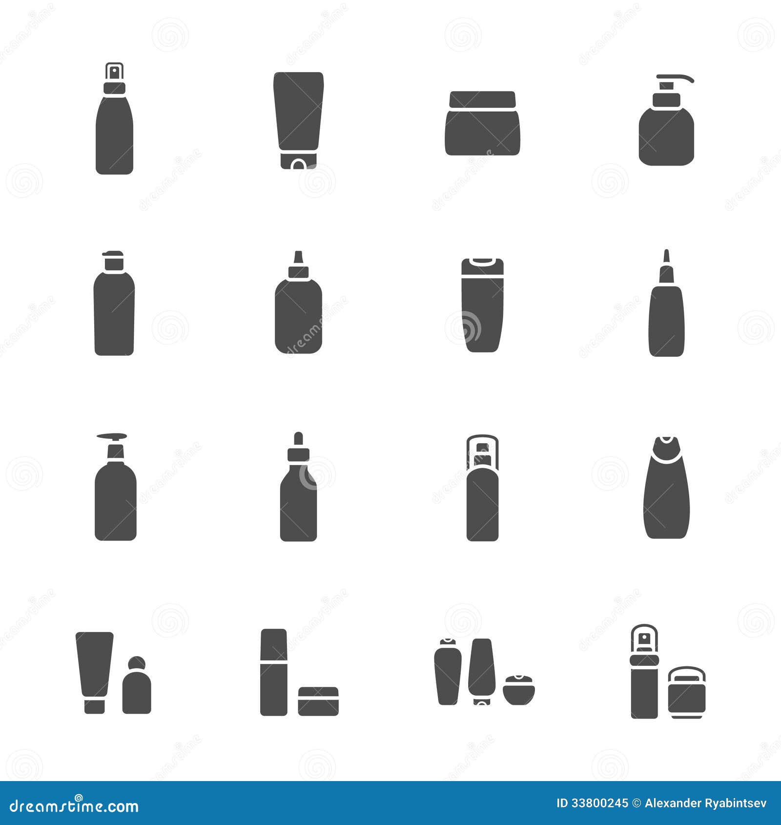 Cosmetic flasks icon set stock illustration. Image of ...
