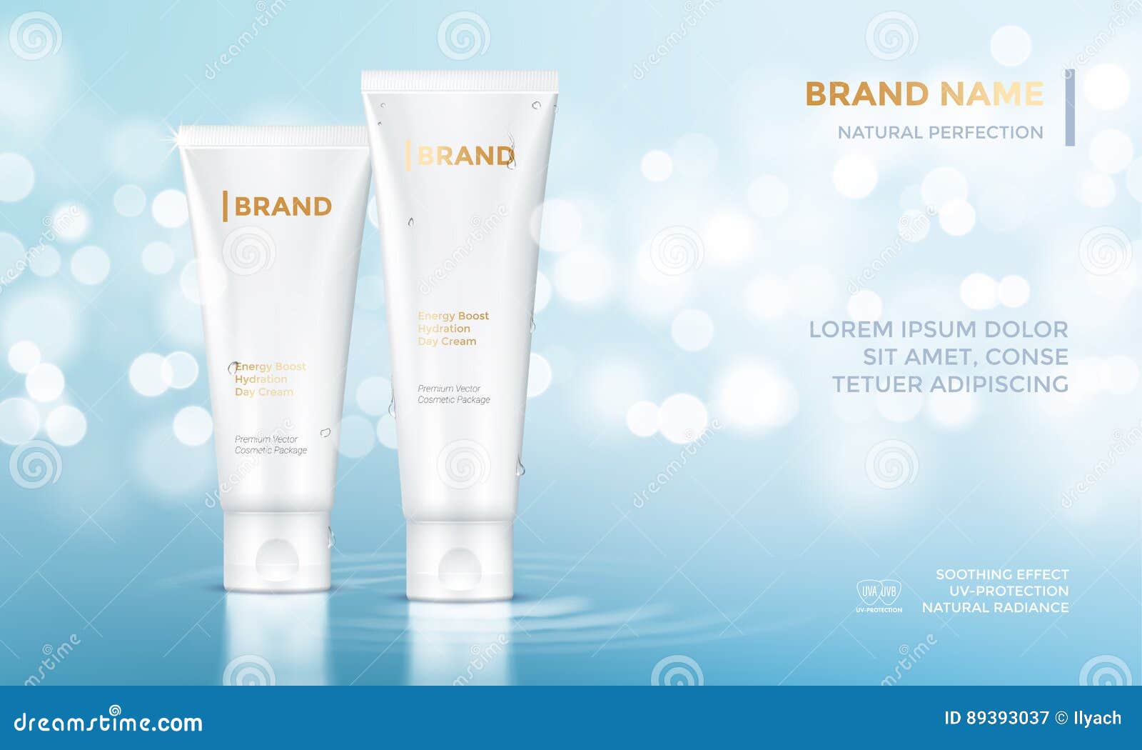 cosmetic package advertising  template skin care cream water background