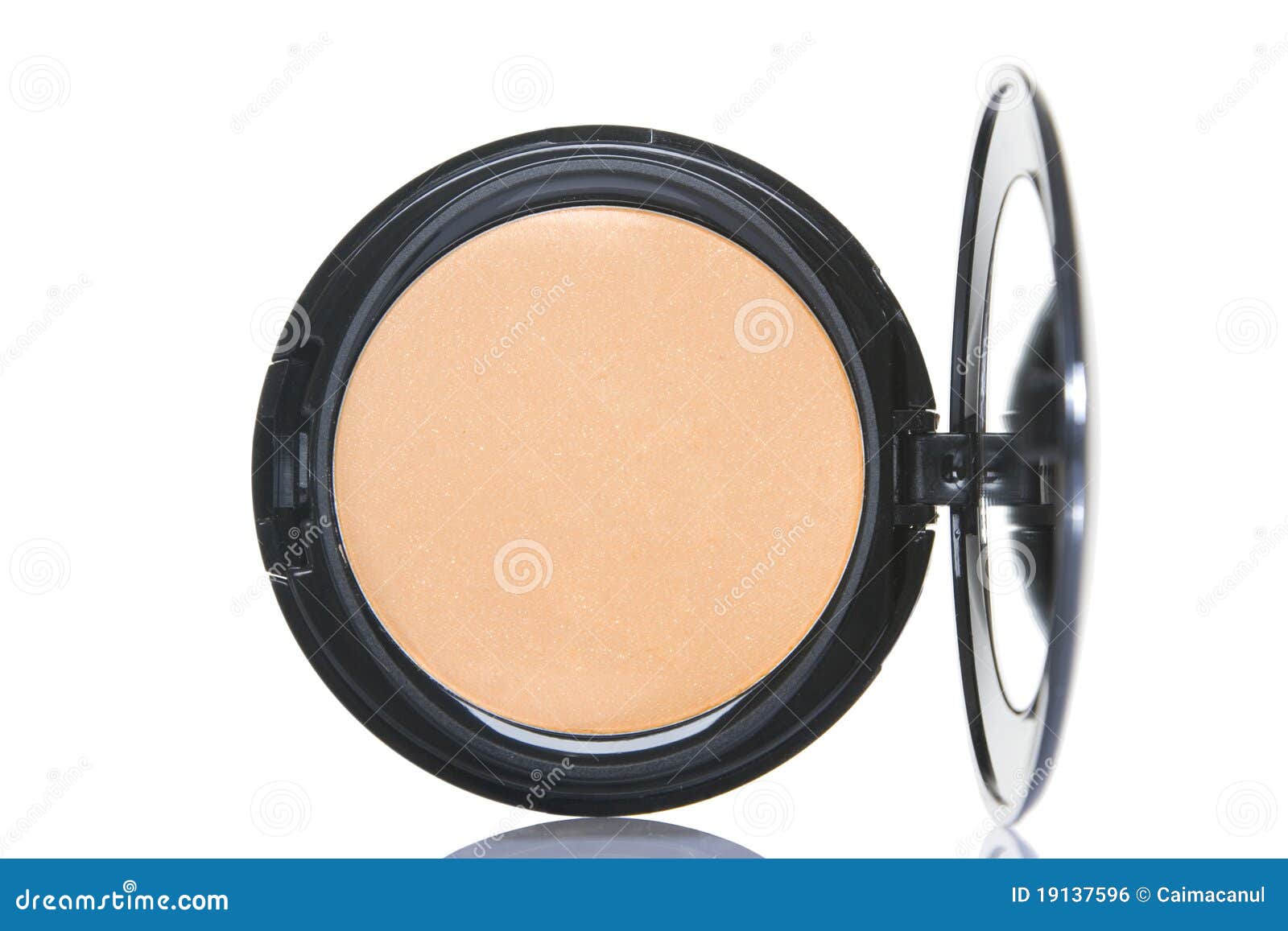 Cosmetic powder. Make-up powder in box isolated on white