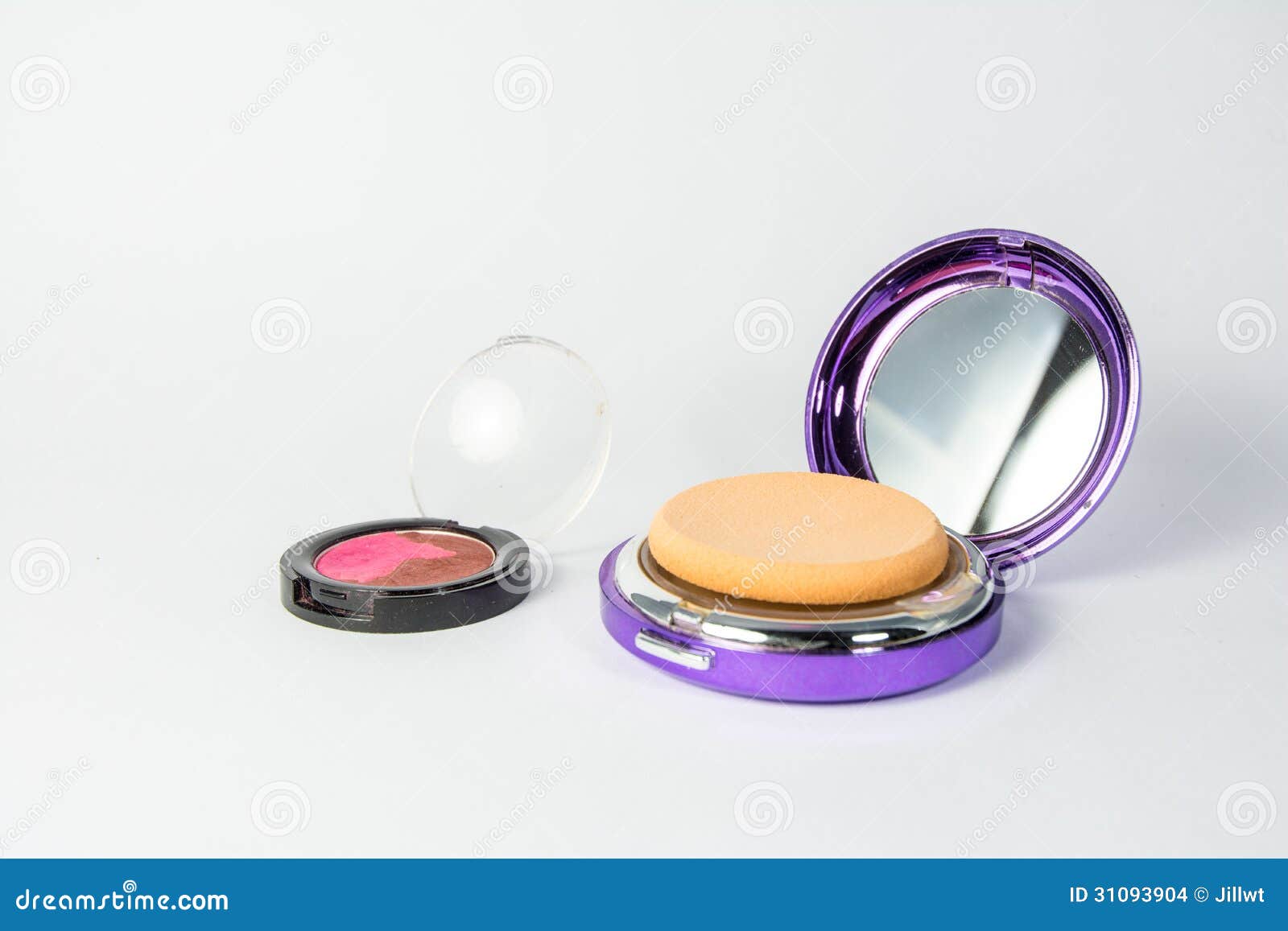 Cosmetic and Powder Puff Isolated Stock Photo Image of luxurious