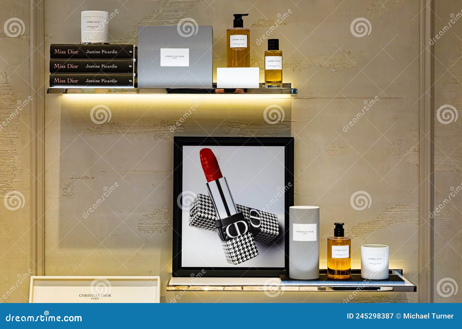 Cosmetic Products on Display in Christian Dior Retail Store Editorial ...