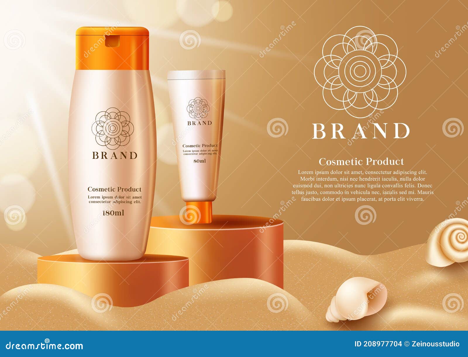 Cosmetic Products Sunscreen Vector Template Design. Cosmetics