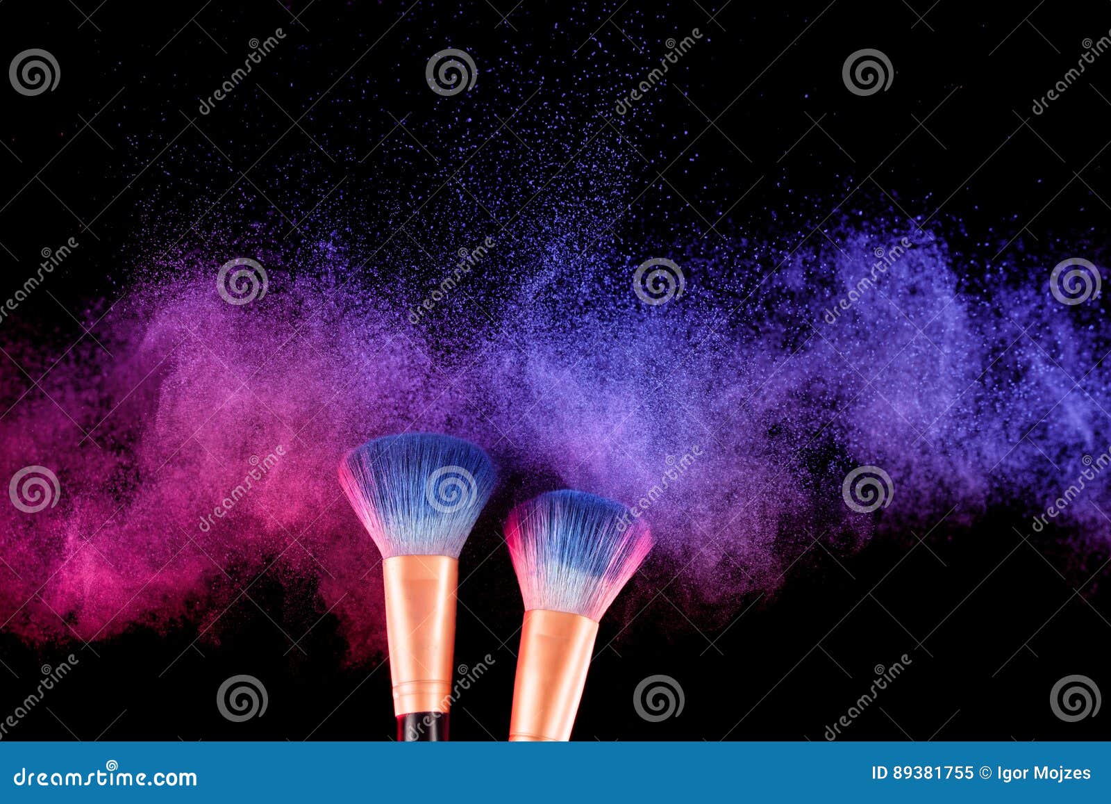 Makeup Brush With Powder Foundation Isolated Stock Image