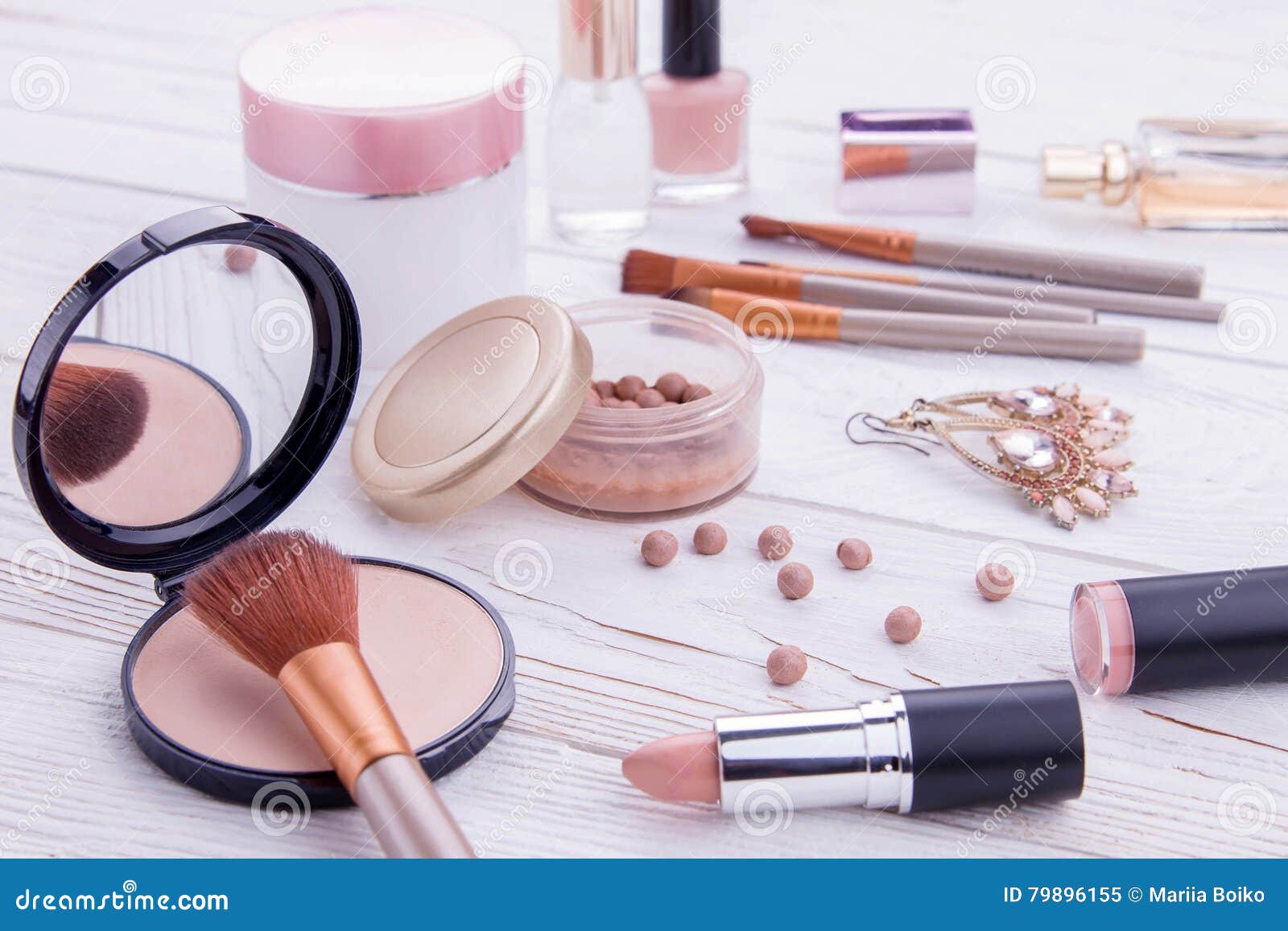 Cosmetics with jewellery stock image. Image of jewelry 79896155