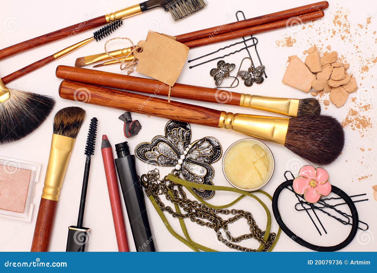 Cosmetics and jewelry stock photo. Image of powder, hairpins 20079736