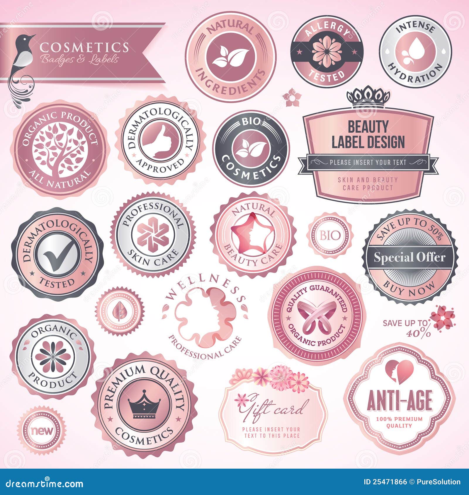 cosmetics labels and badges