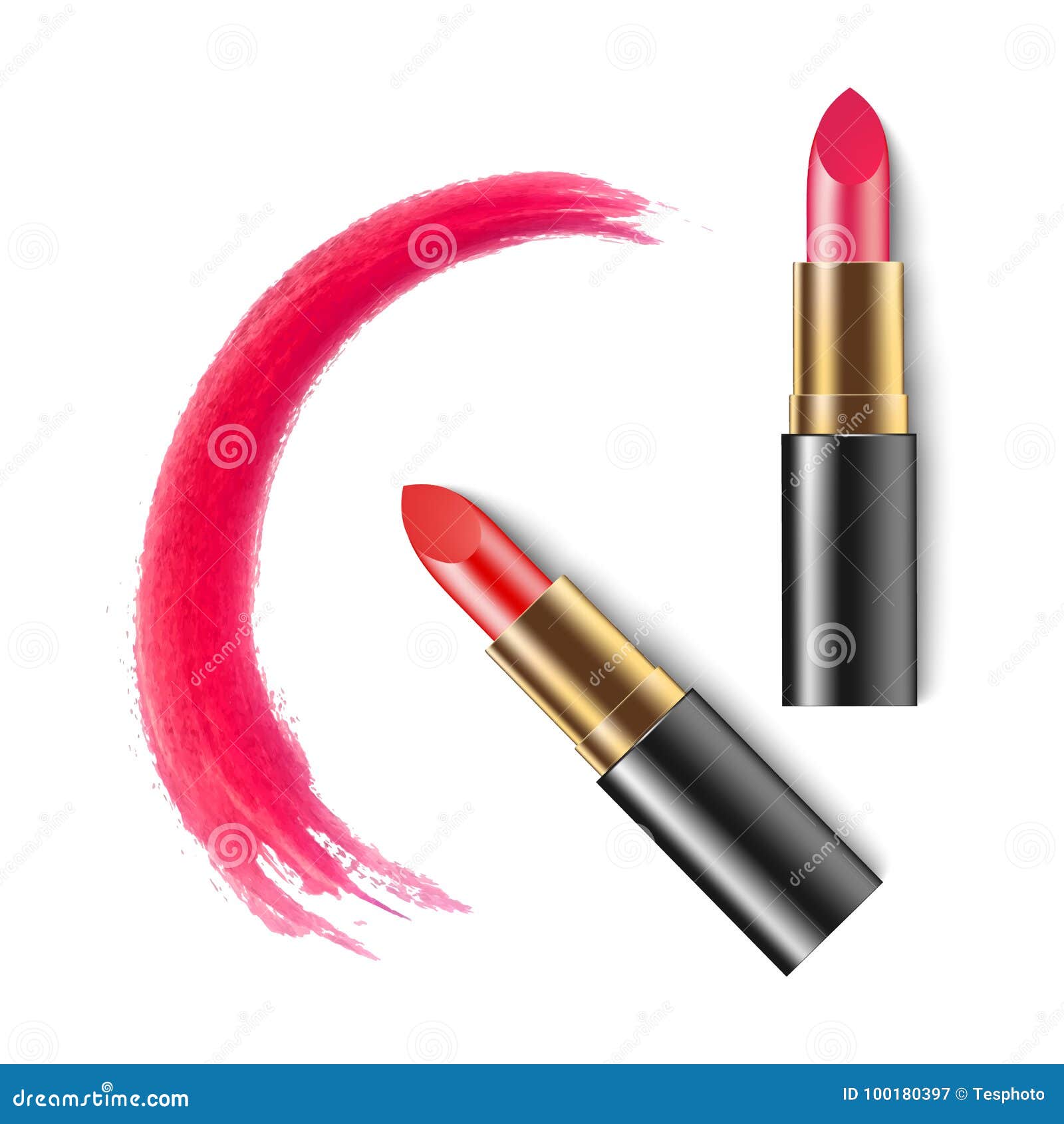 Lipstick. Cosmetics. Makeup. Realistic 3d Mockup of Cosmetics. Stock