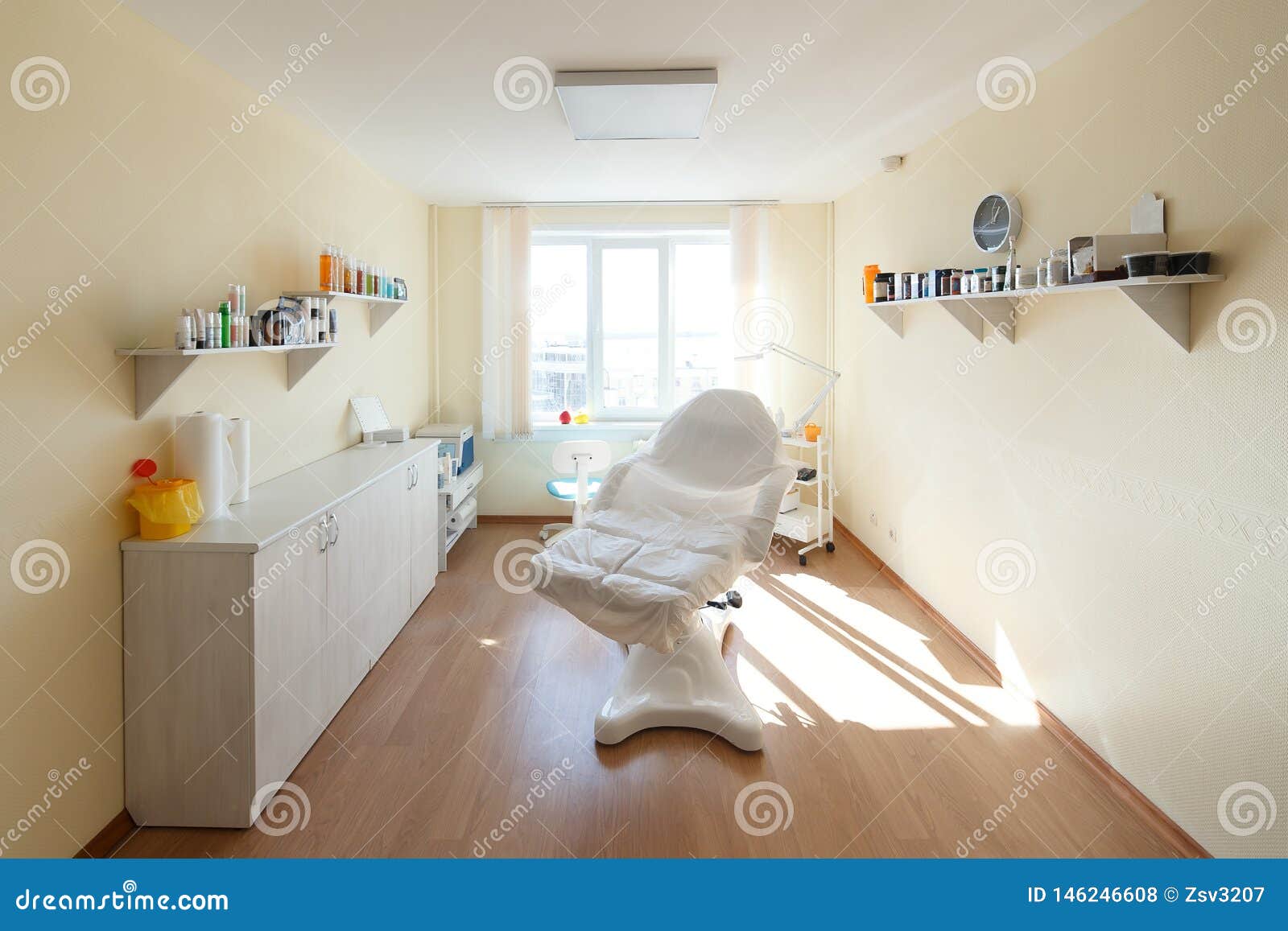 Cosmetologist Cabinet With Massage Table In Modern Beauty Salon