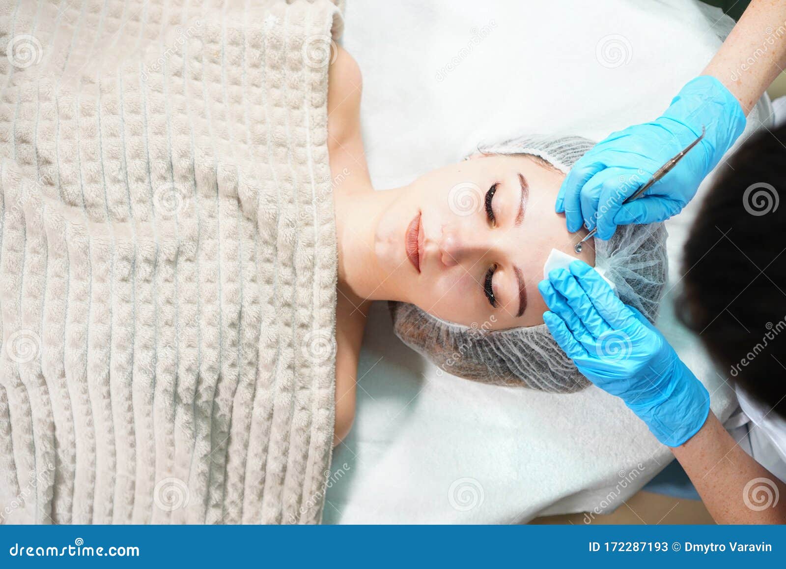 Cosmetologist Doing Mechanical Facial Cleaning Treatment Stock Image