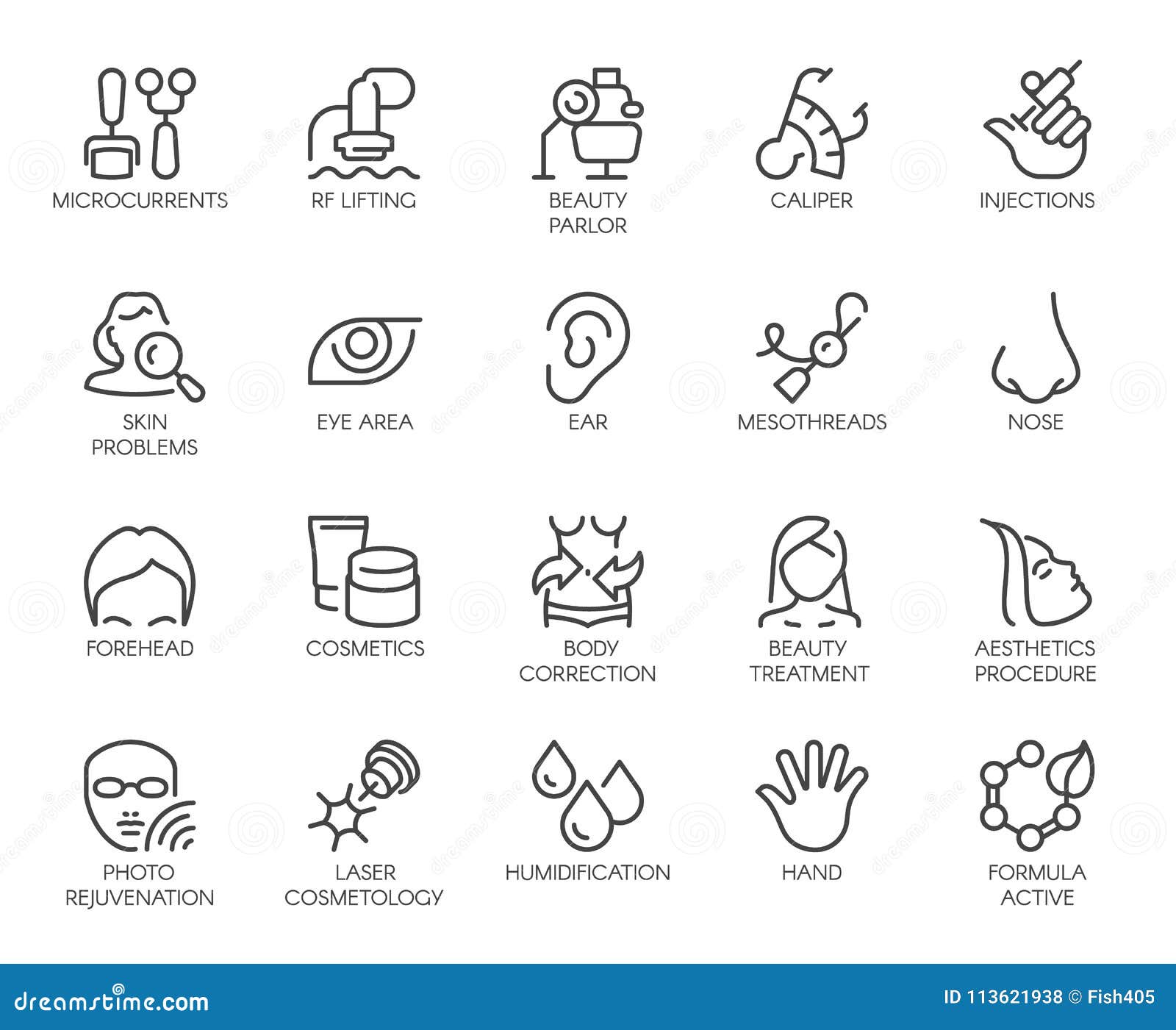 cosmetology line icons set. 20 outline logos . beauty therapy, bodycare, healthcare, wellness treatment s