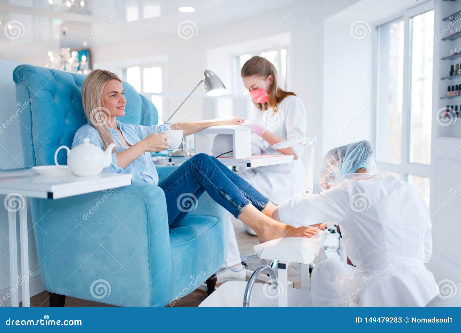 Cosmetology Salon, Manicure and Pedicure Procedure Stock - Image of manicure: 149479283