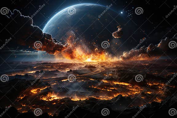 Cosmic Armageddon, Judgment Day of Planet Earth Stock Photo - Image of catastrophe, glowing 