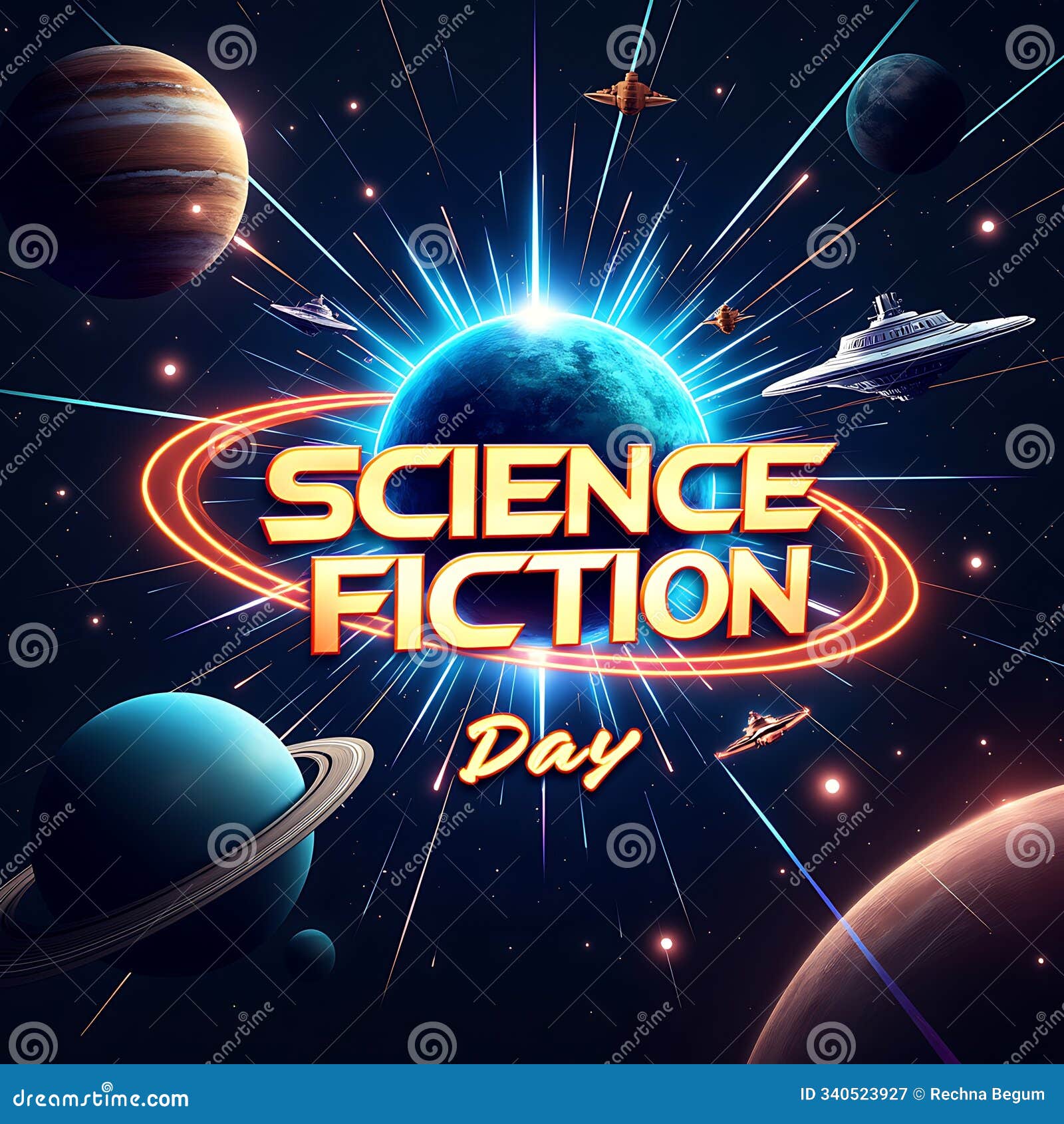 eye-catching science fiction day poster 